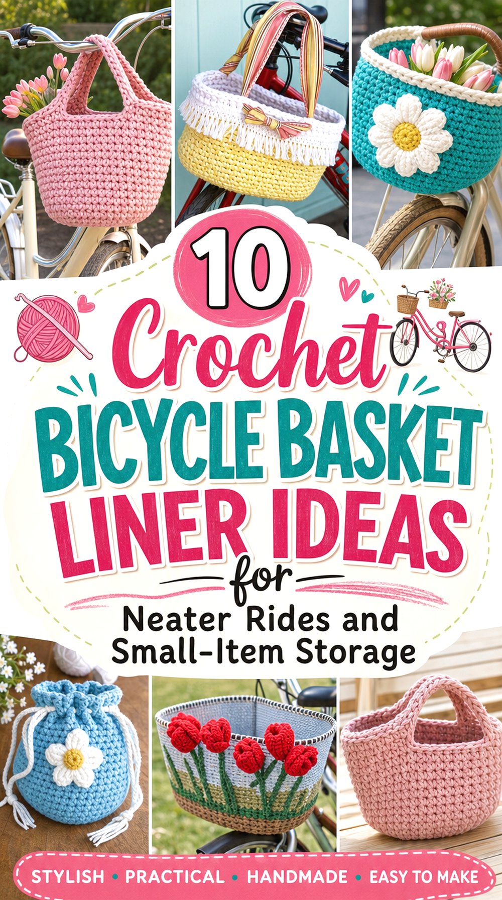 Crochet Bicycle Basket Liner Ideas for Neater Rides and Small Item Storage