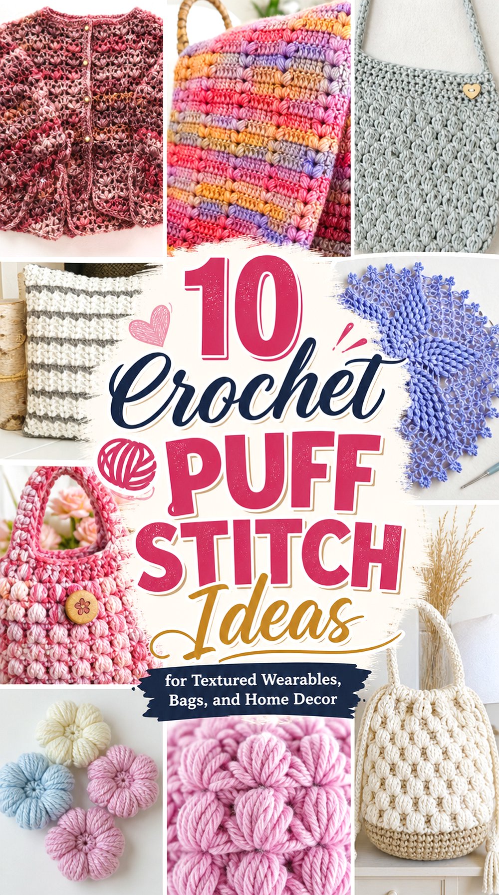 Crochet Puff Stitch Ideas for Textured Wearables Bags and Home Decor