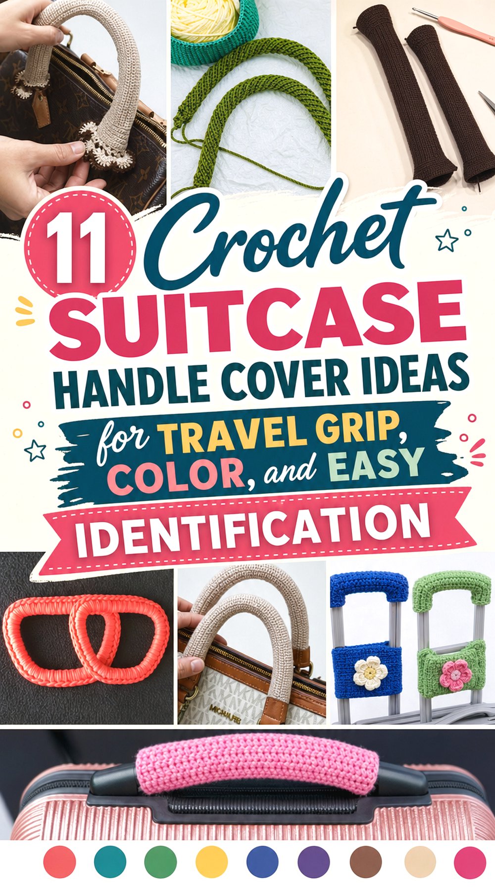Crochet Suitcase Handle Cover Ideas for Travel Grip Color and Easy Identification