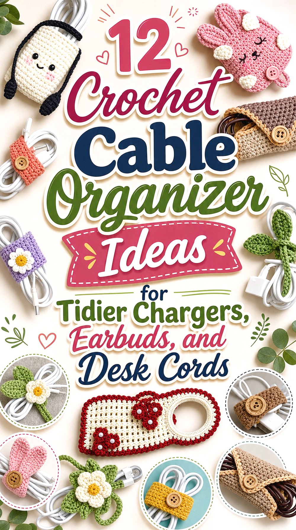 Crochet Cable Organizer Ideas for Tidier Chargers Earbuds and Desk Cords