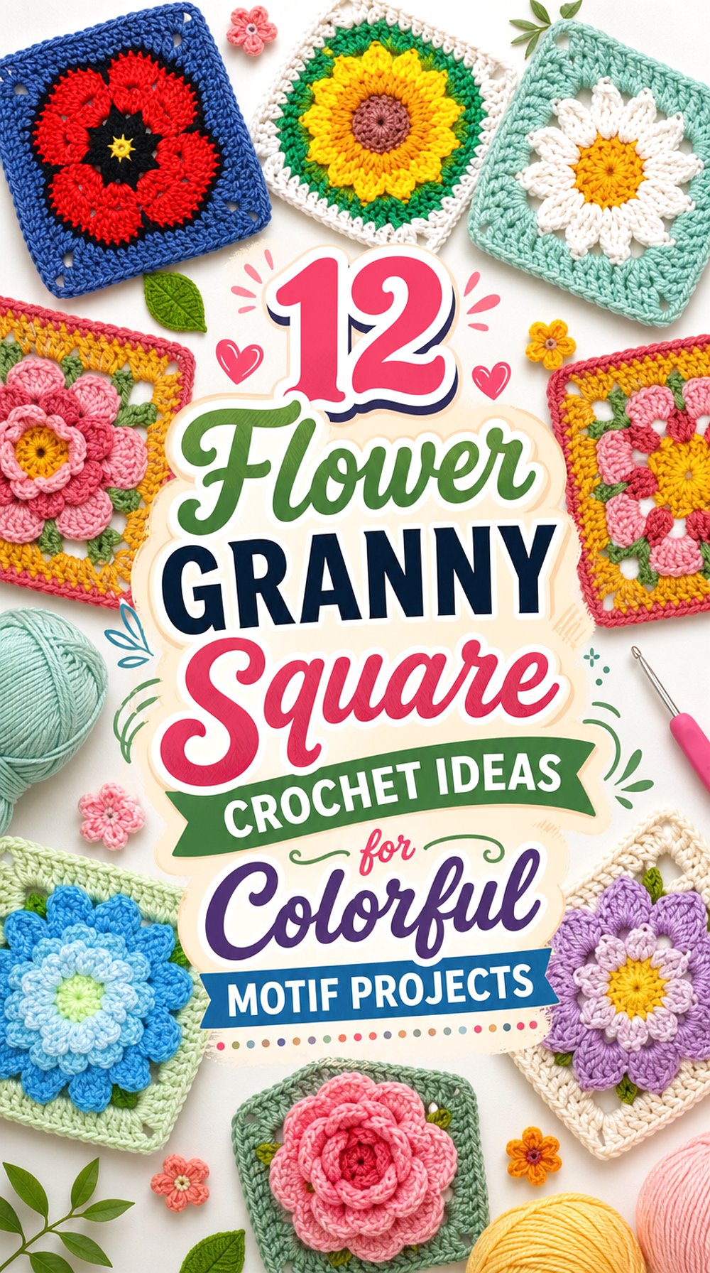 Flower Granny Square Crochet Ideas for Colorful Motif Projects