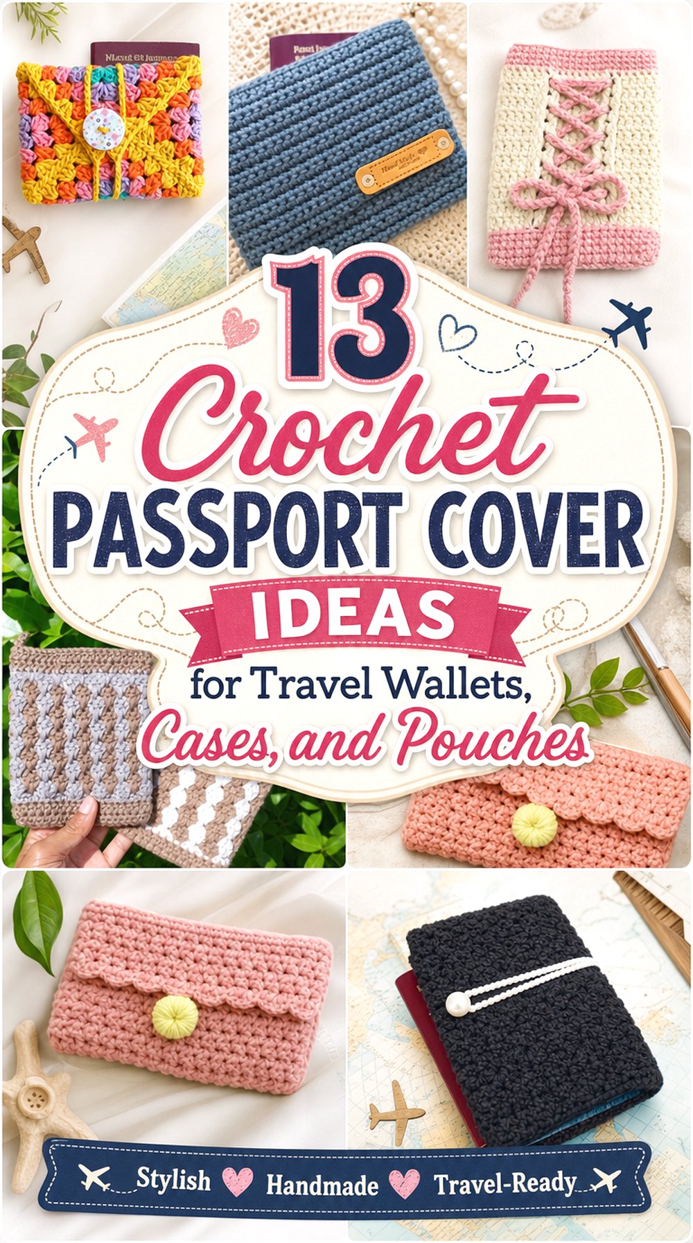 Crochet Passport Cover Ideas for Travel Wallets Cases and Pouches