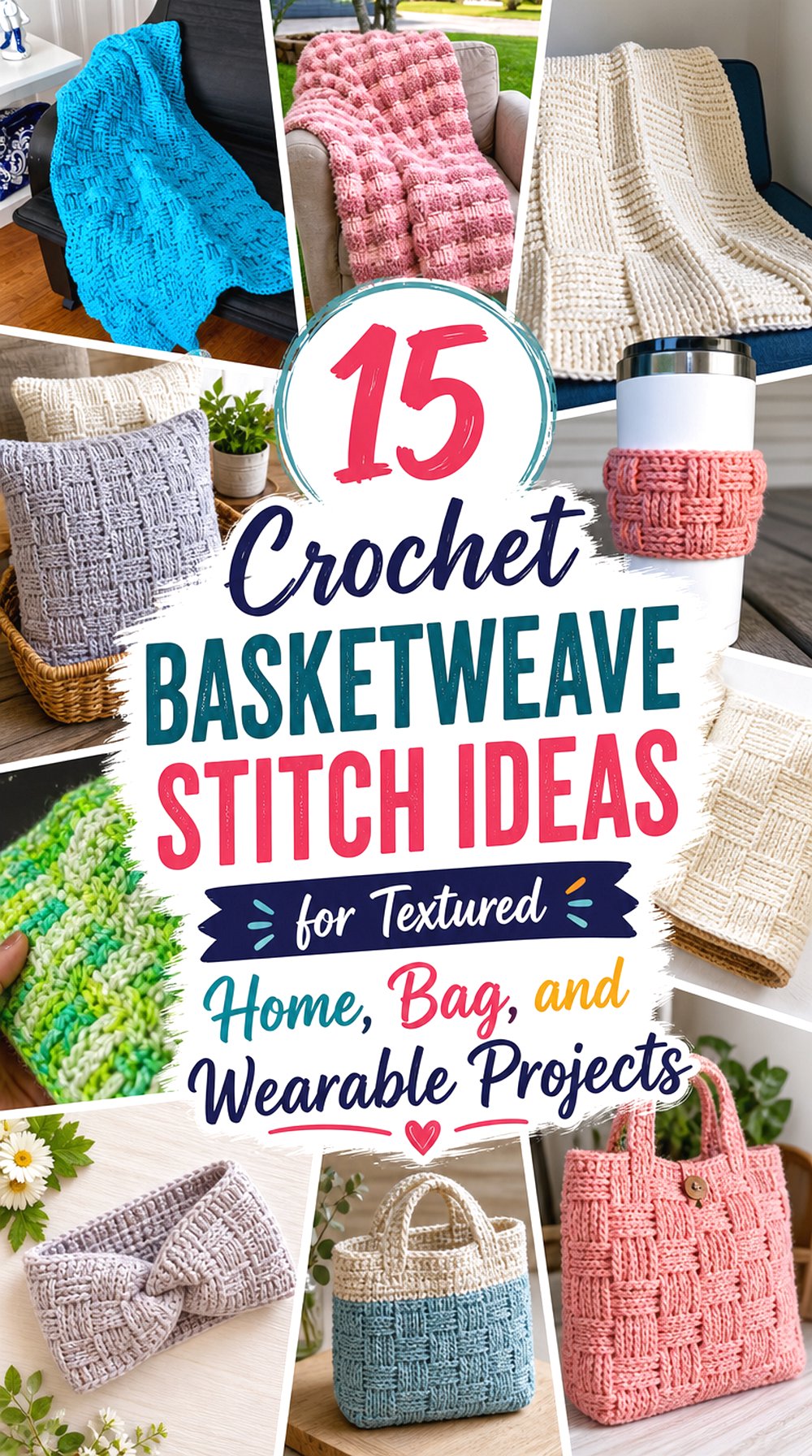 Crochet Basketweave Stitch Ideas for Textured Home Bag and Wearable Projects