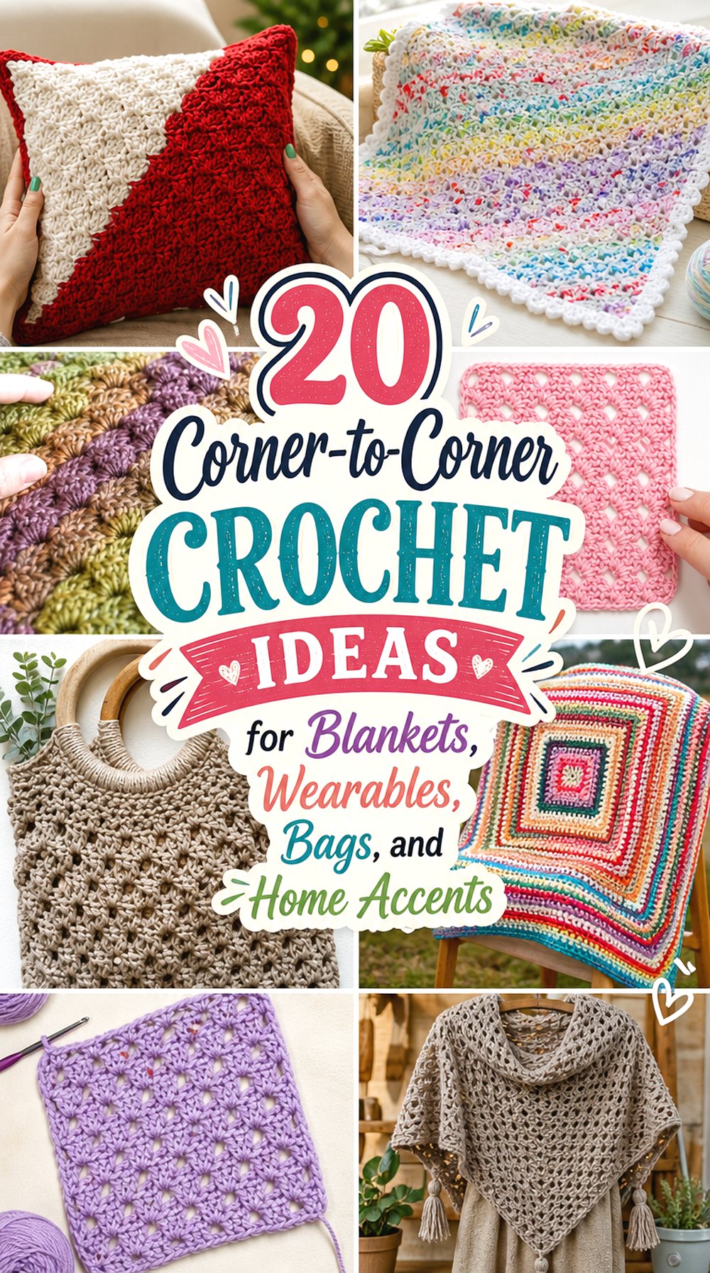 Corner to Corner Crochet Ideas for Blankets Wearables Bags and Home Accents