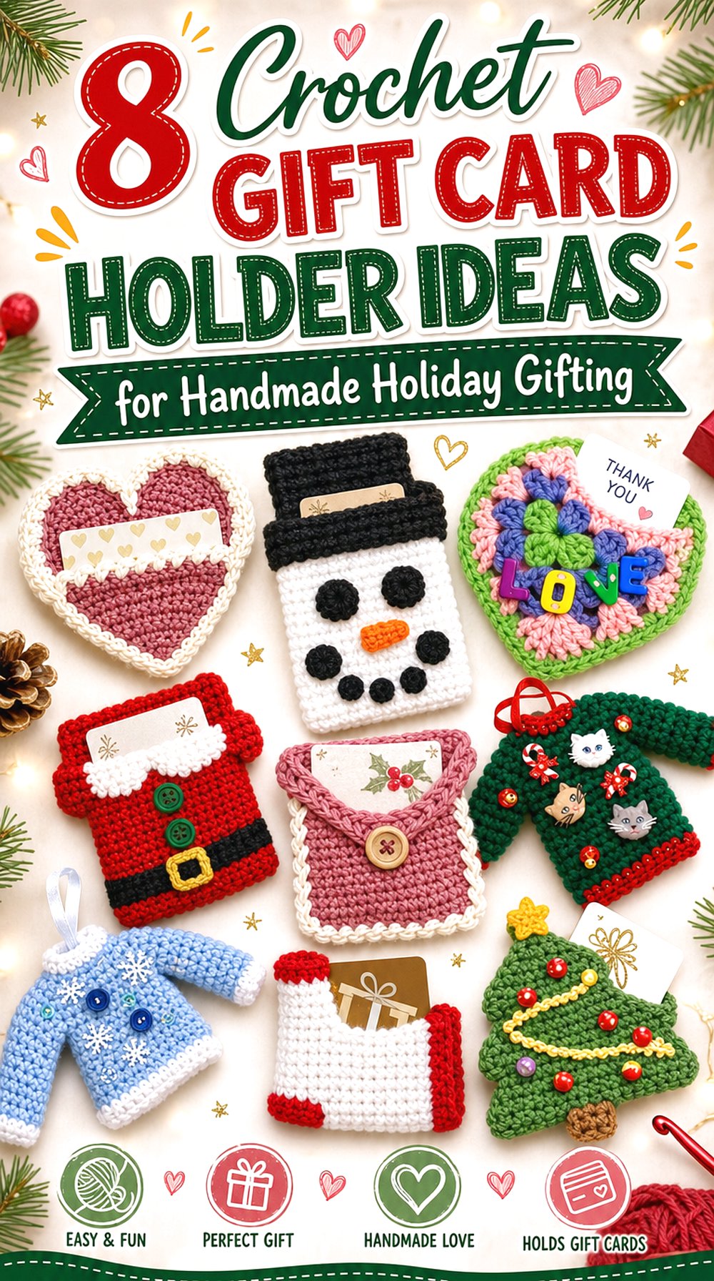 Crochet Gift Card Holder Ideas for Handmade Holiday Gifting