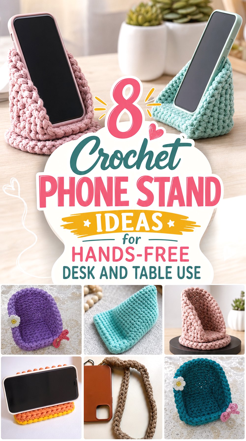 Crochet Phone Stand Ideas for Hands Free Desk and Table Use