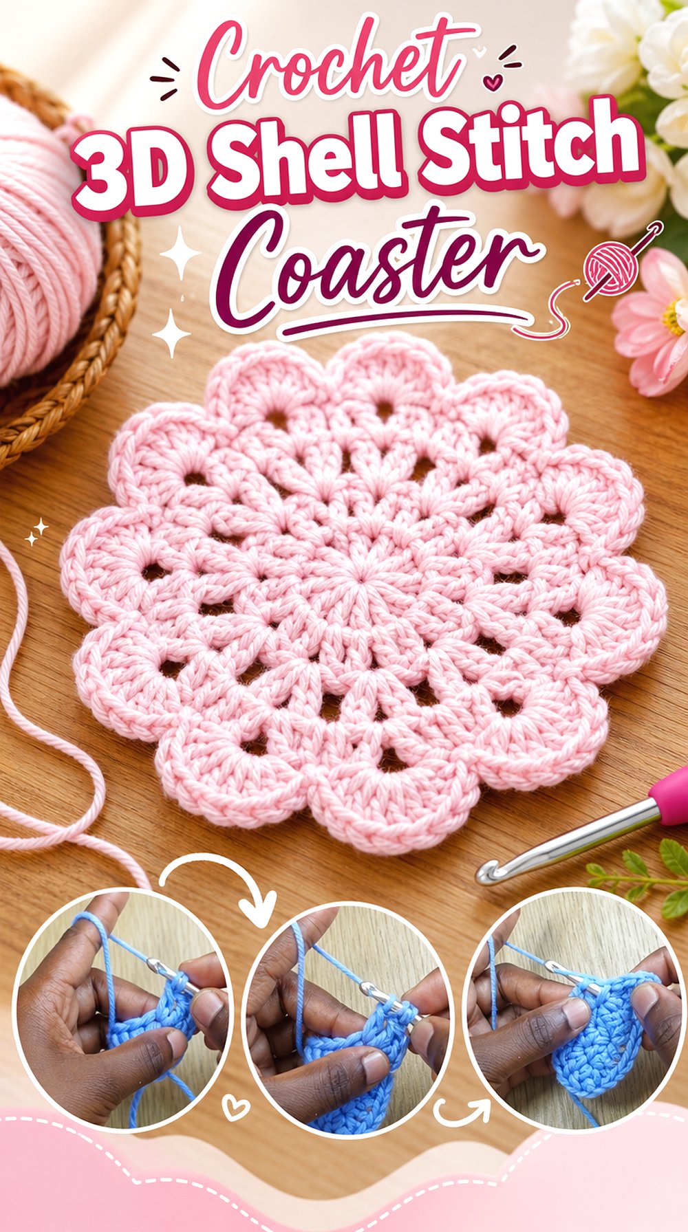 Crochet D Shell Stitch Coaster