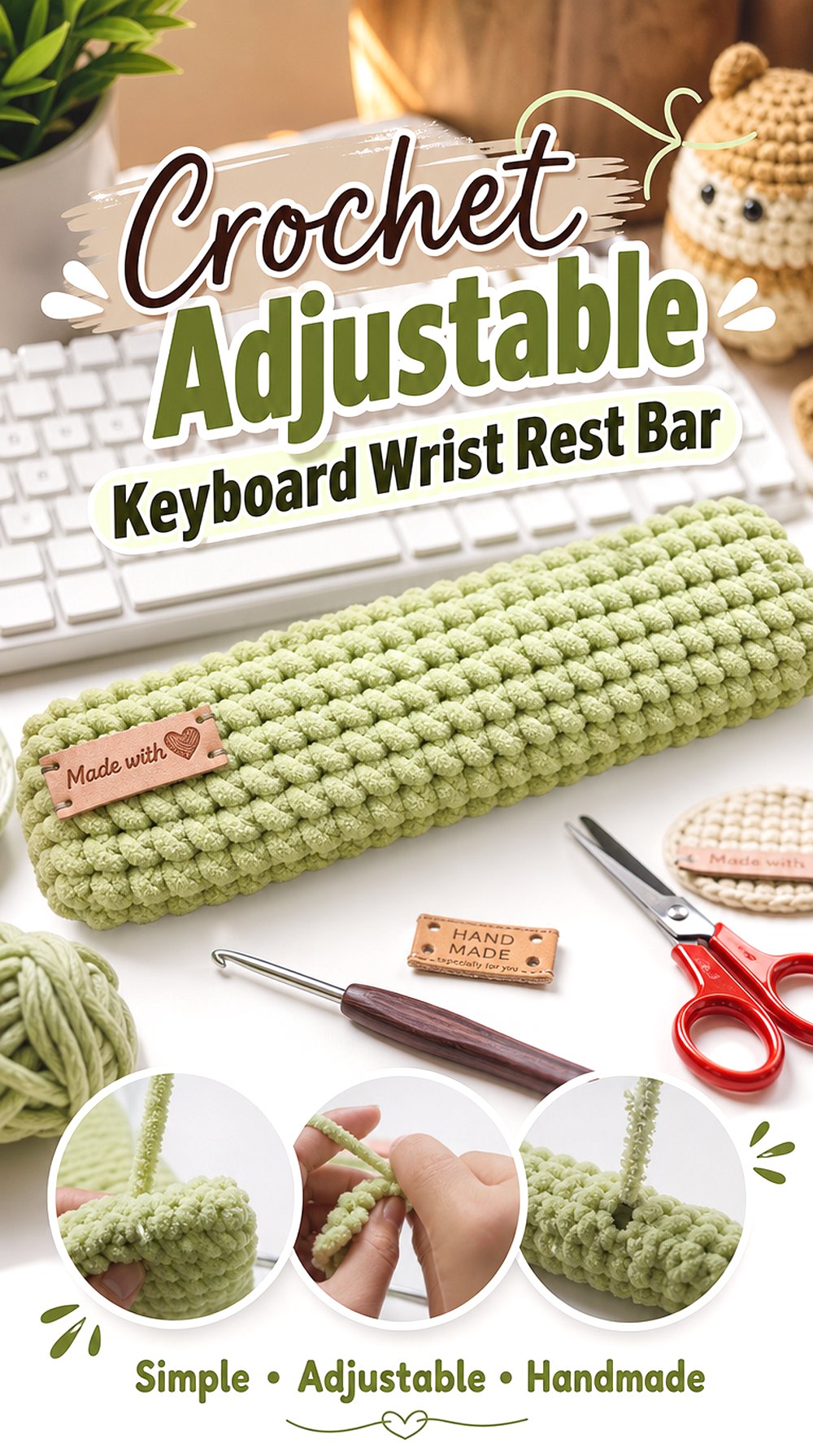Crochet Adjustable Keyboard Wrist Rest Bar