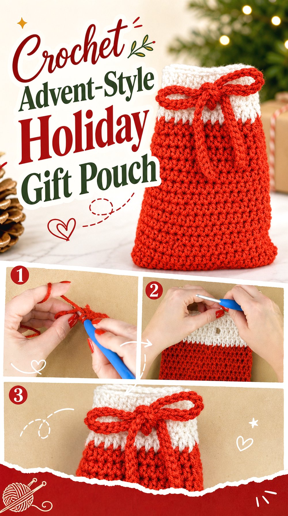 Crochet Advent Style Holiday Gift Pouch