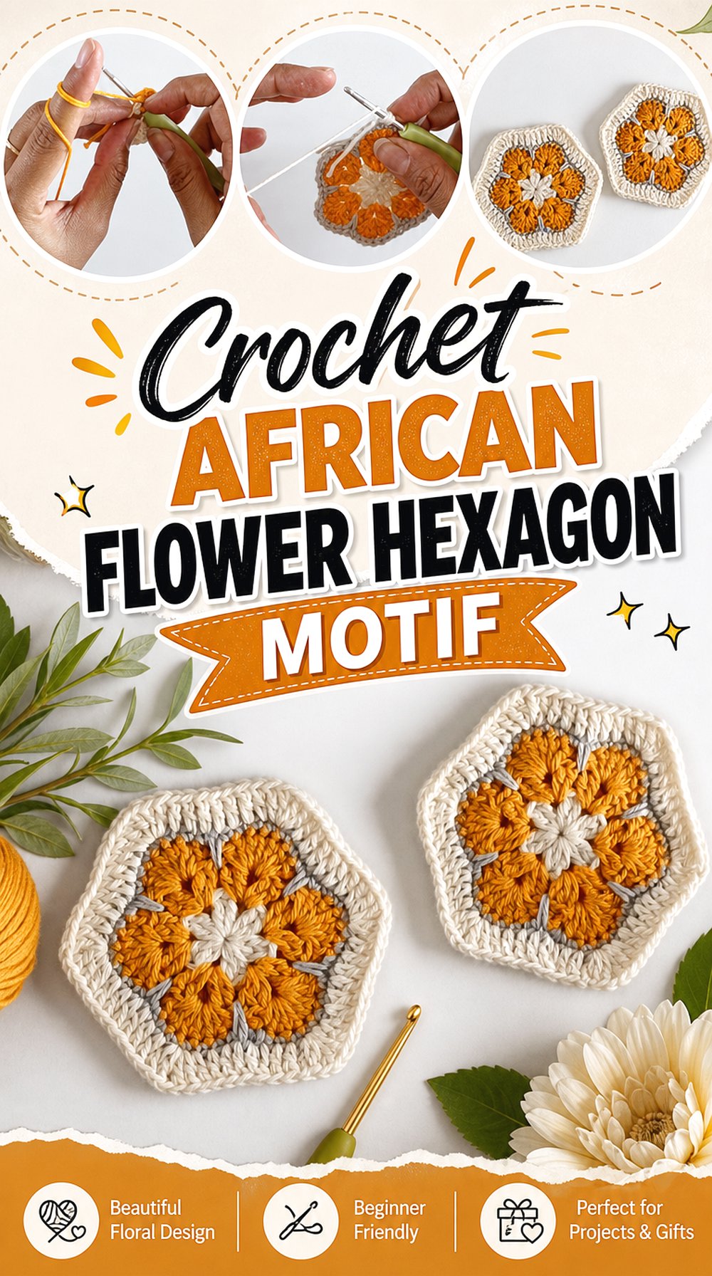 Crochet African Flower Hexagon Motif