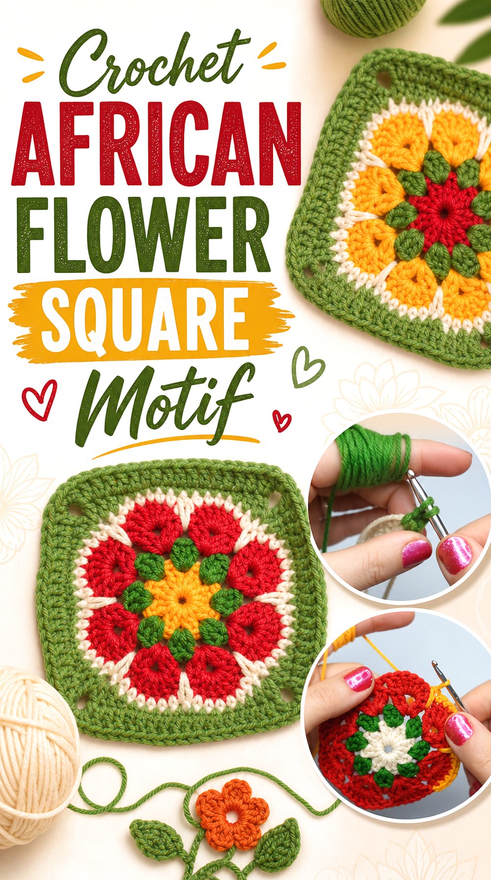 Crochet African Flower Square Motif