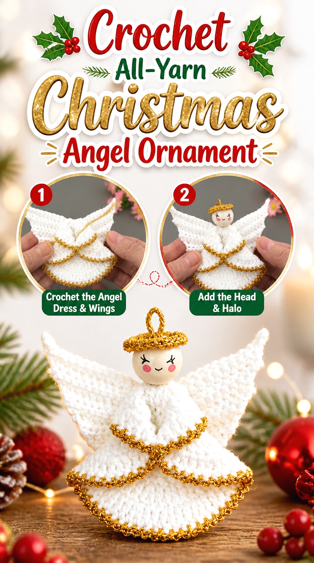 Crochet All Yarn Christmas Angel Ornament
