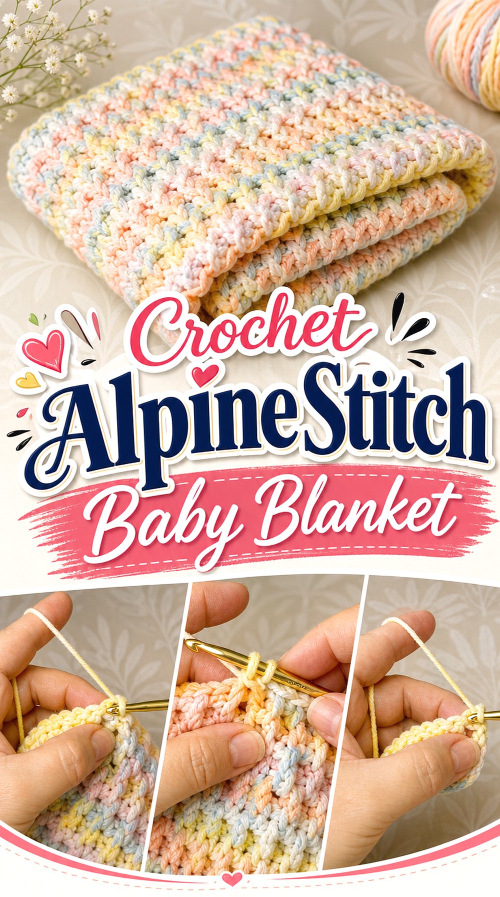 Crochet Alpine Stitch Baby Blanket