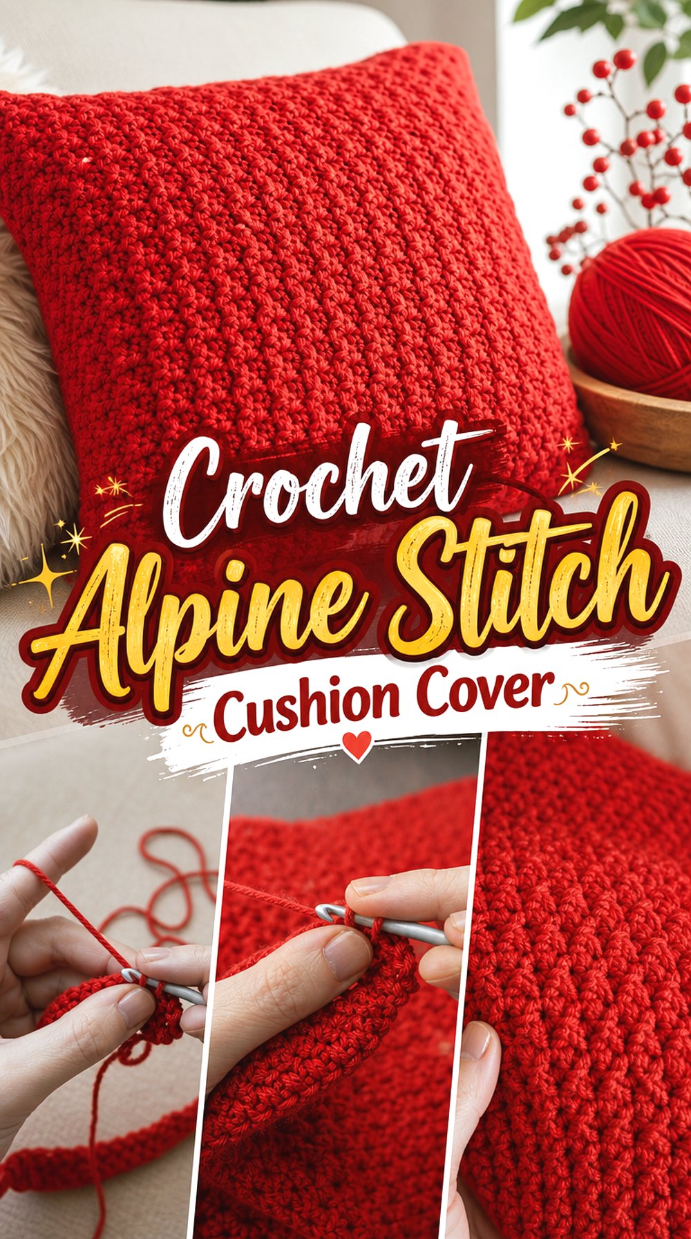 Crochet Alpine Stitch Cushion Cover