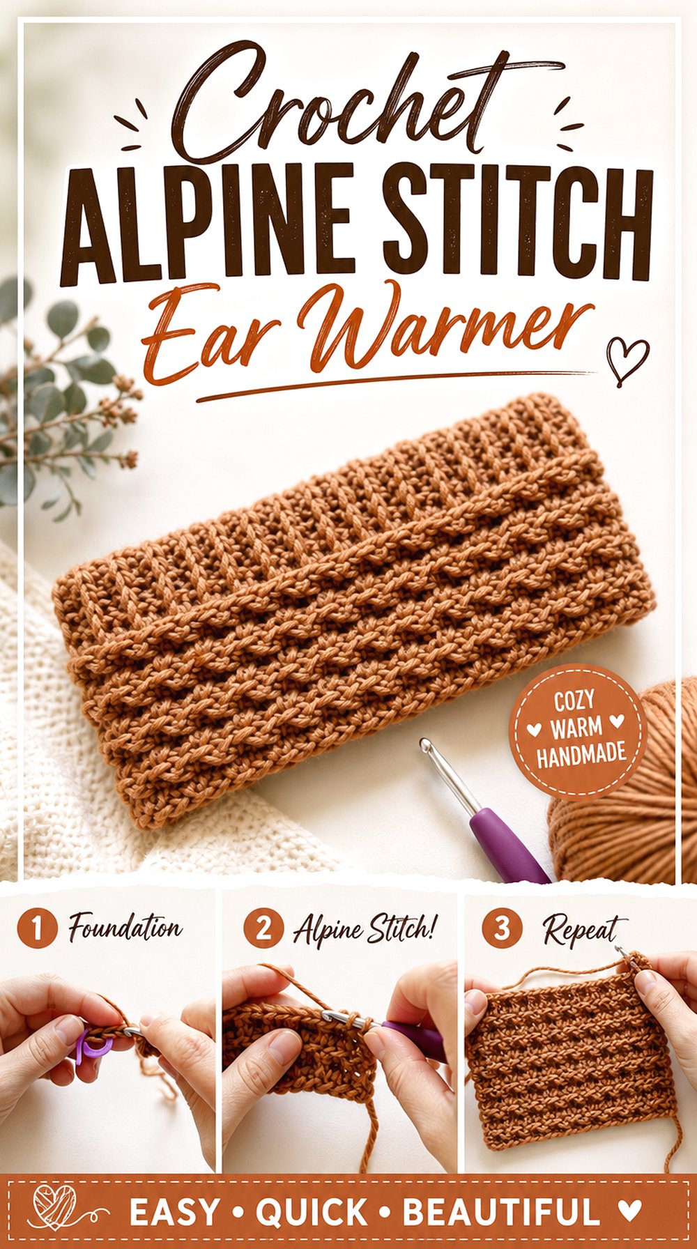 Crochet Alpine Stitch Ear Warmer