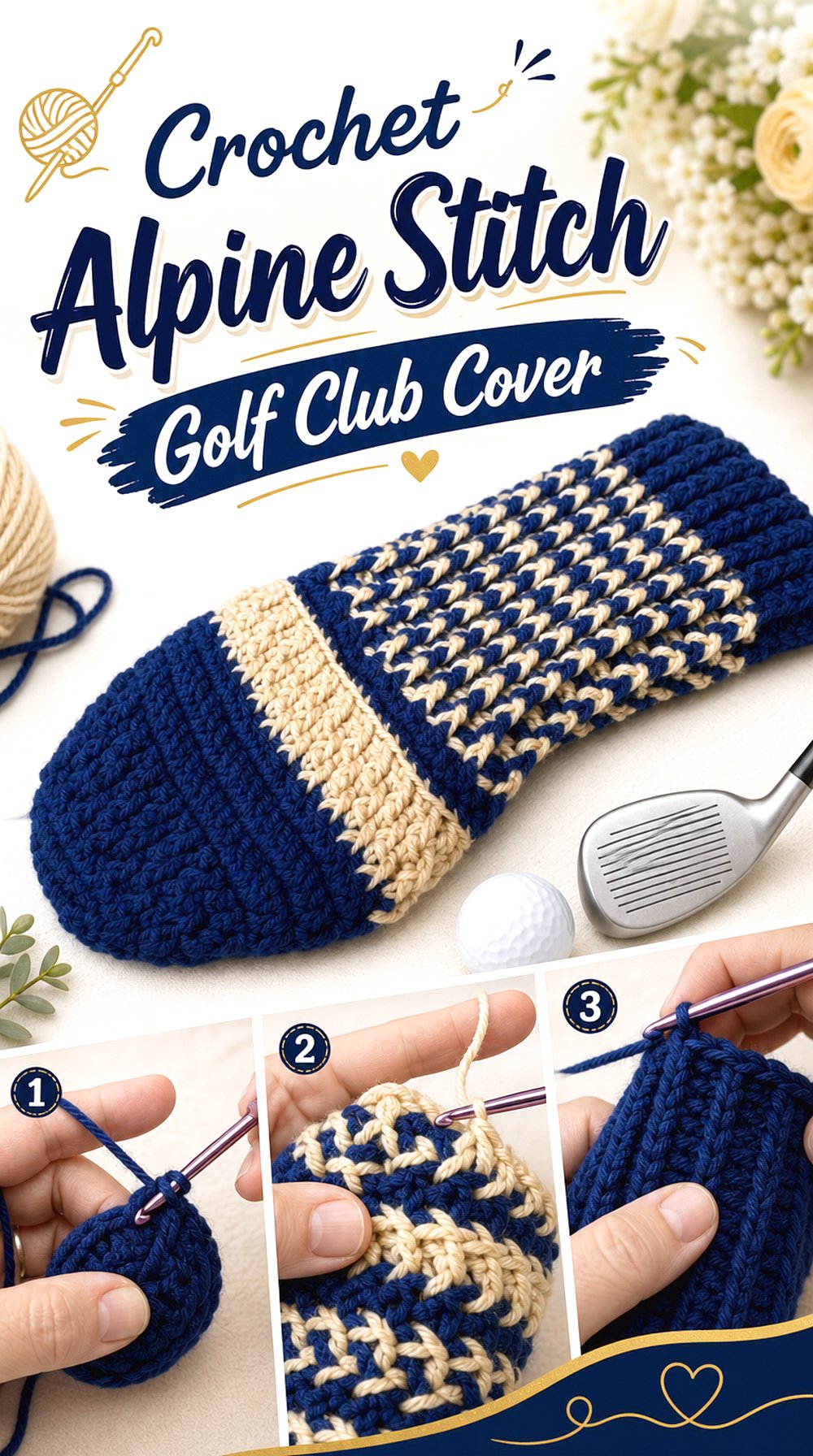 Crochet Alpine Stitch Golf Club Cover