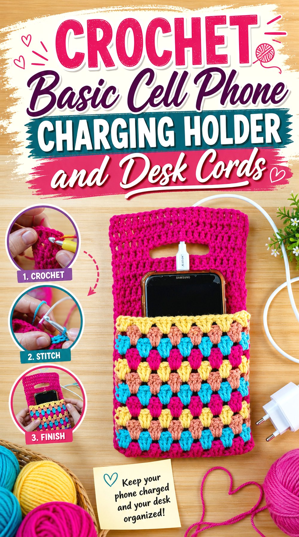 Crochet Basic Cell Phone Charging Holder
