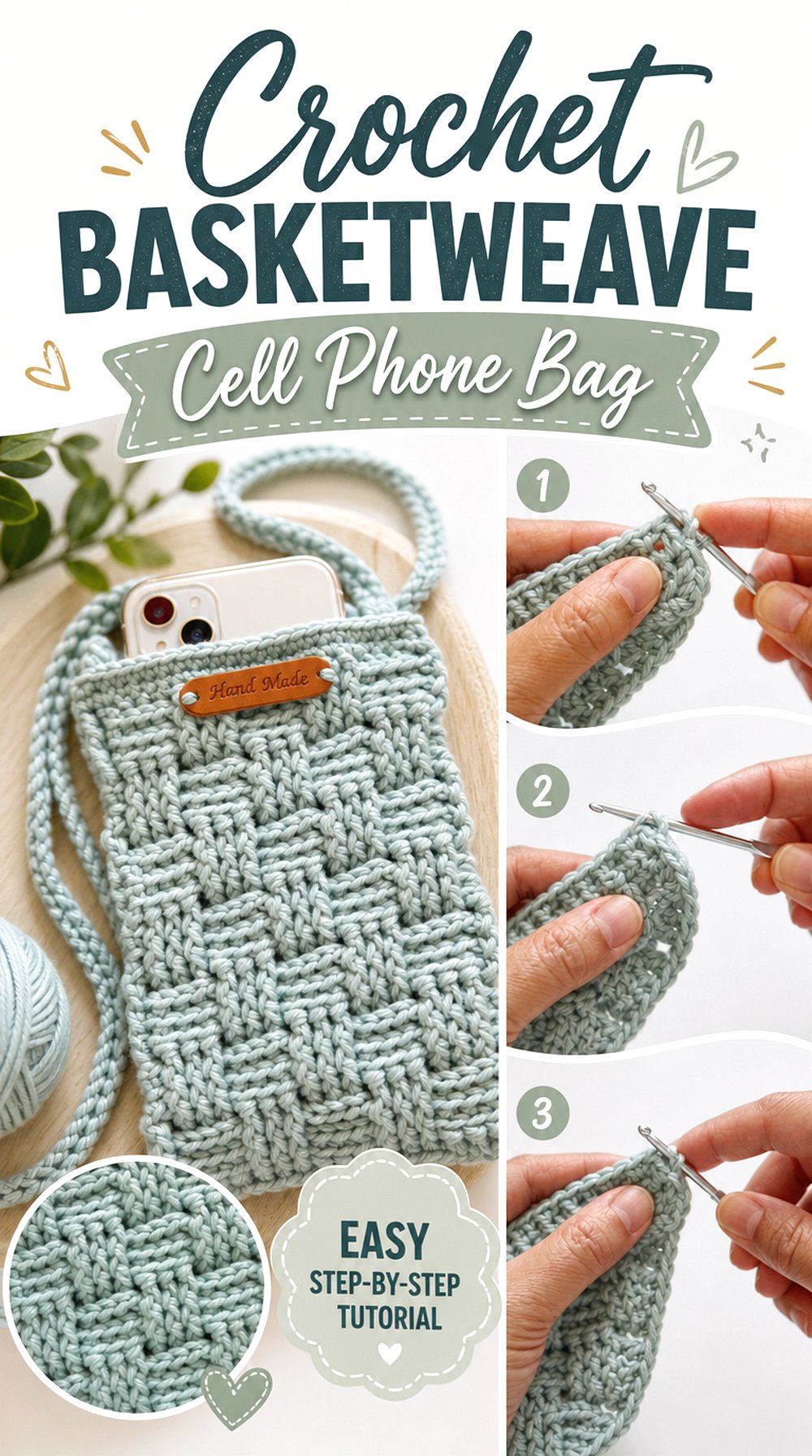 Crochet Basketweave Cell Phone Bag
