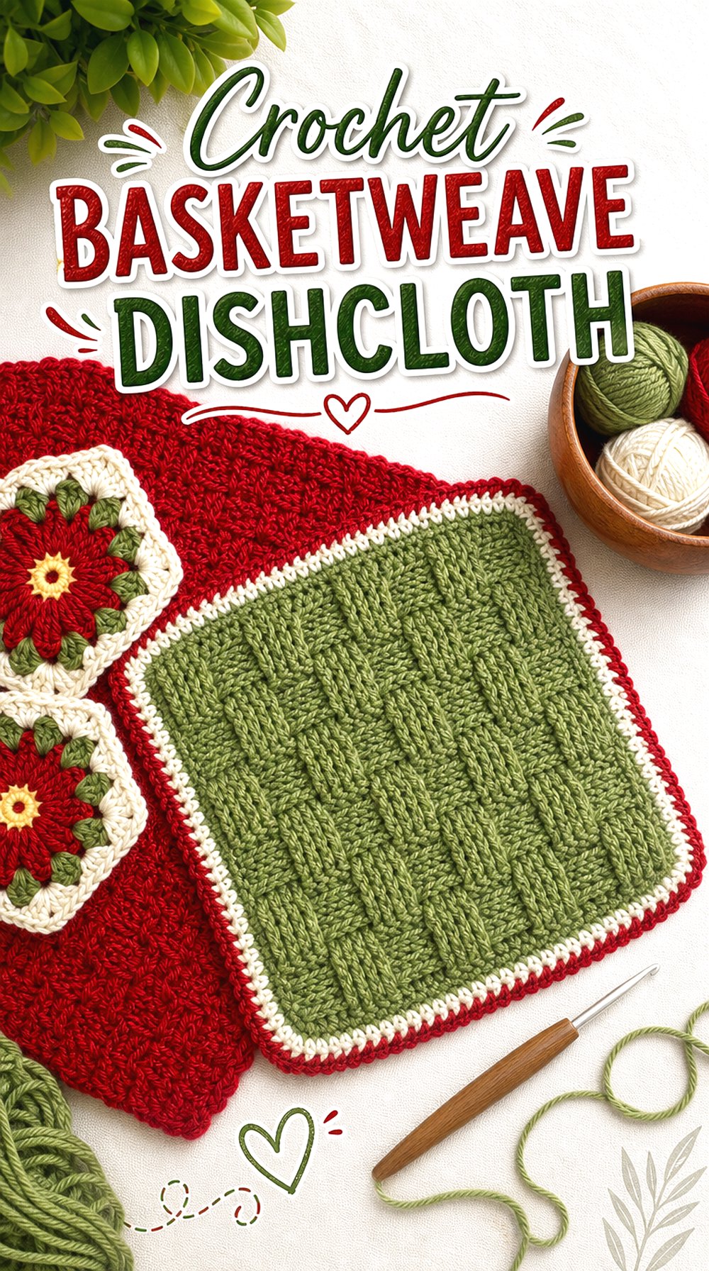 Crochet Basketweave Dishcloth