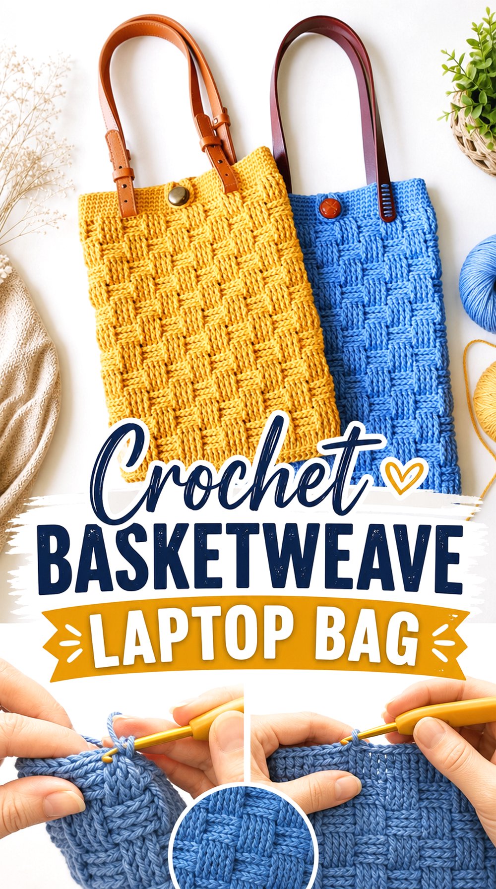 Crochet Basketweave Laptop Bag