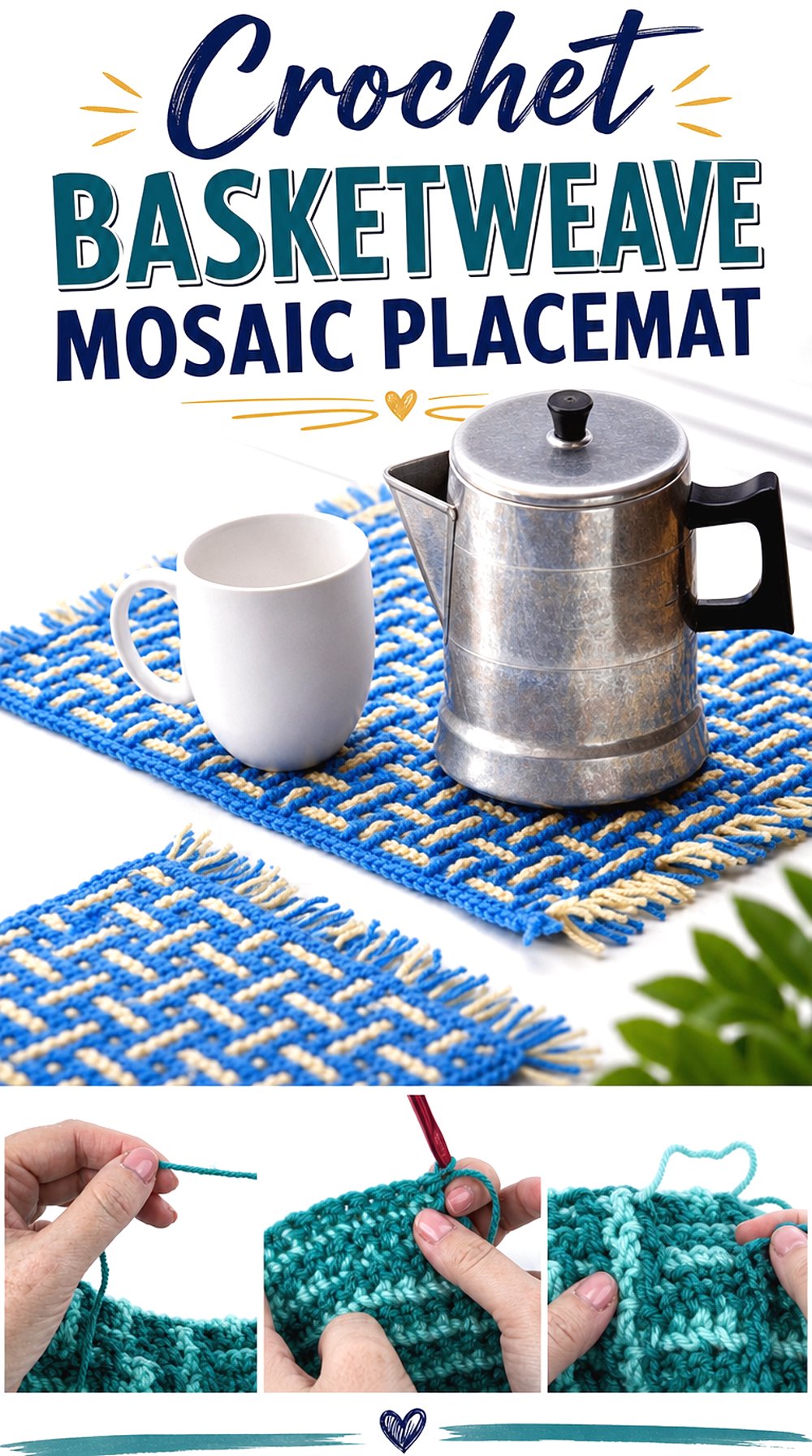 Crochet Basketweave Mosaic Placemat