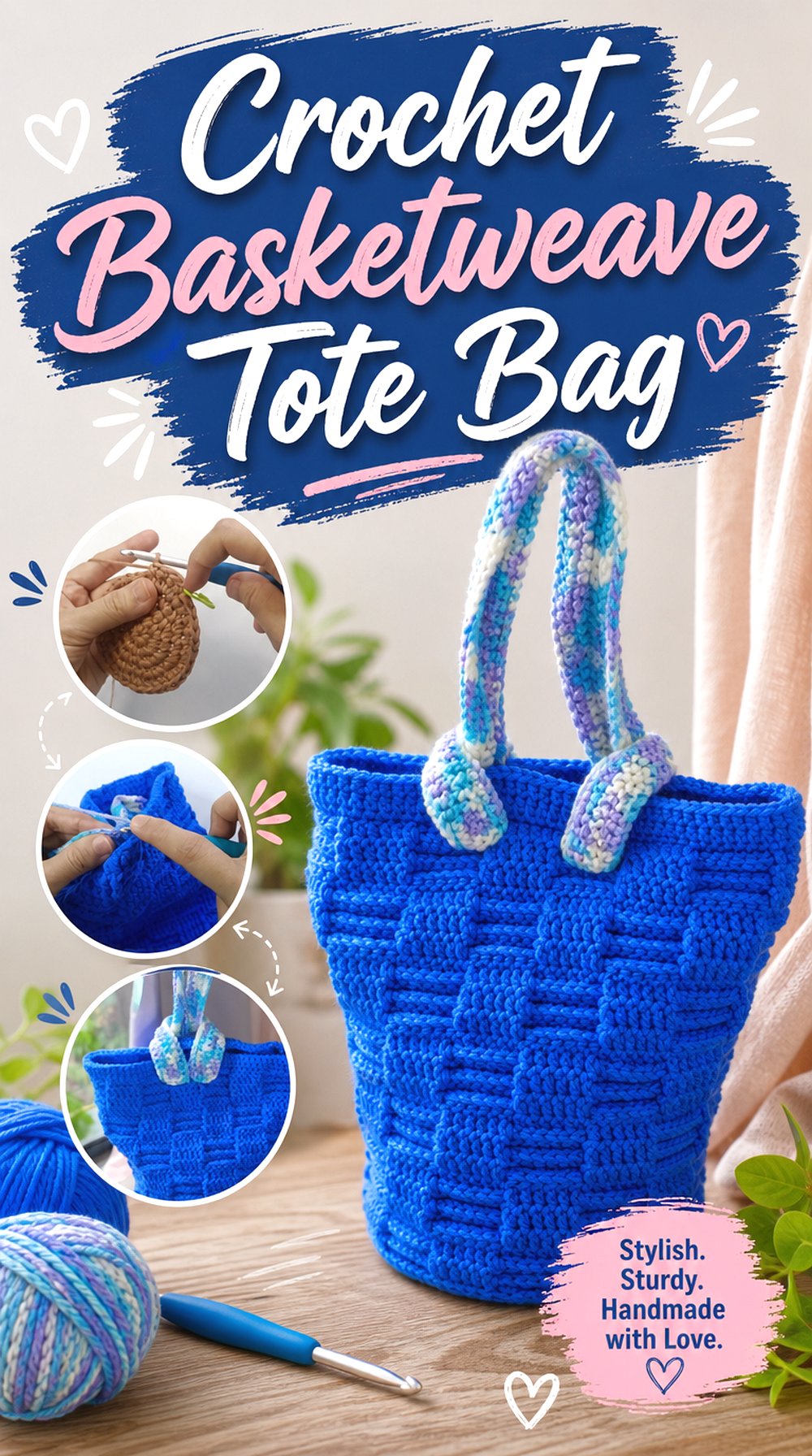 Crochet Basketweave Tote Bag