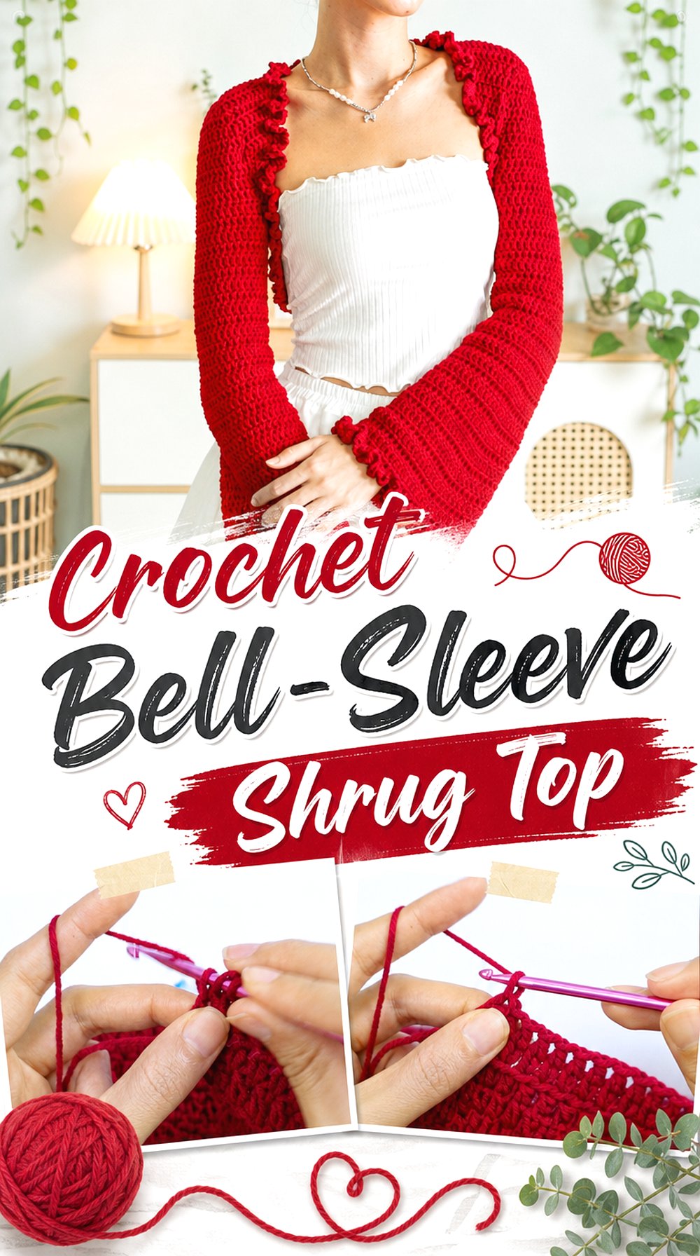 Crochet Bell Sleeve Shrug Top