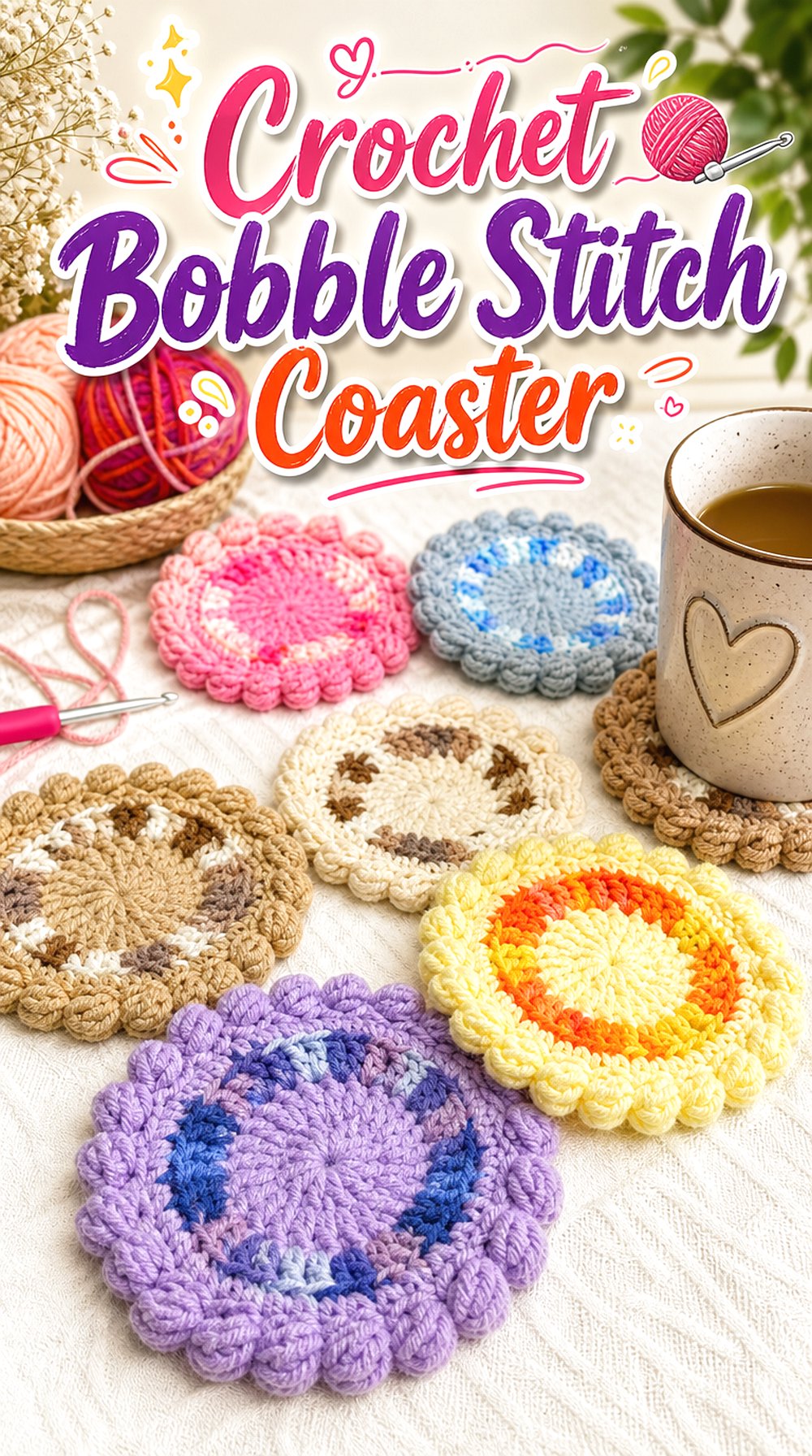 Crochet Bobble Stitch Coaster