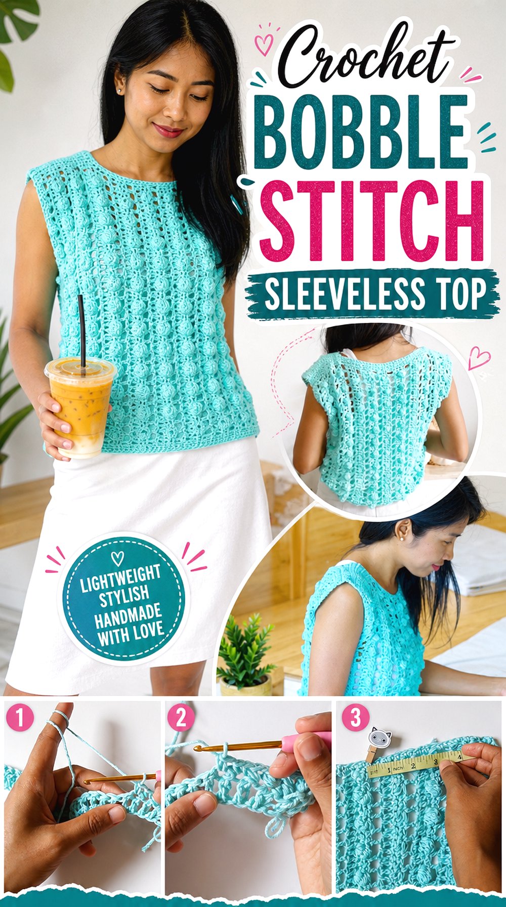 Crochet Bobble Stitch Sleeveless Top