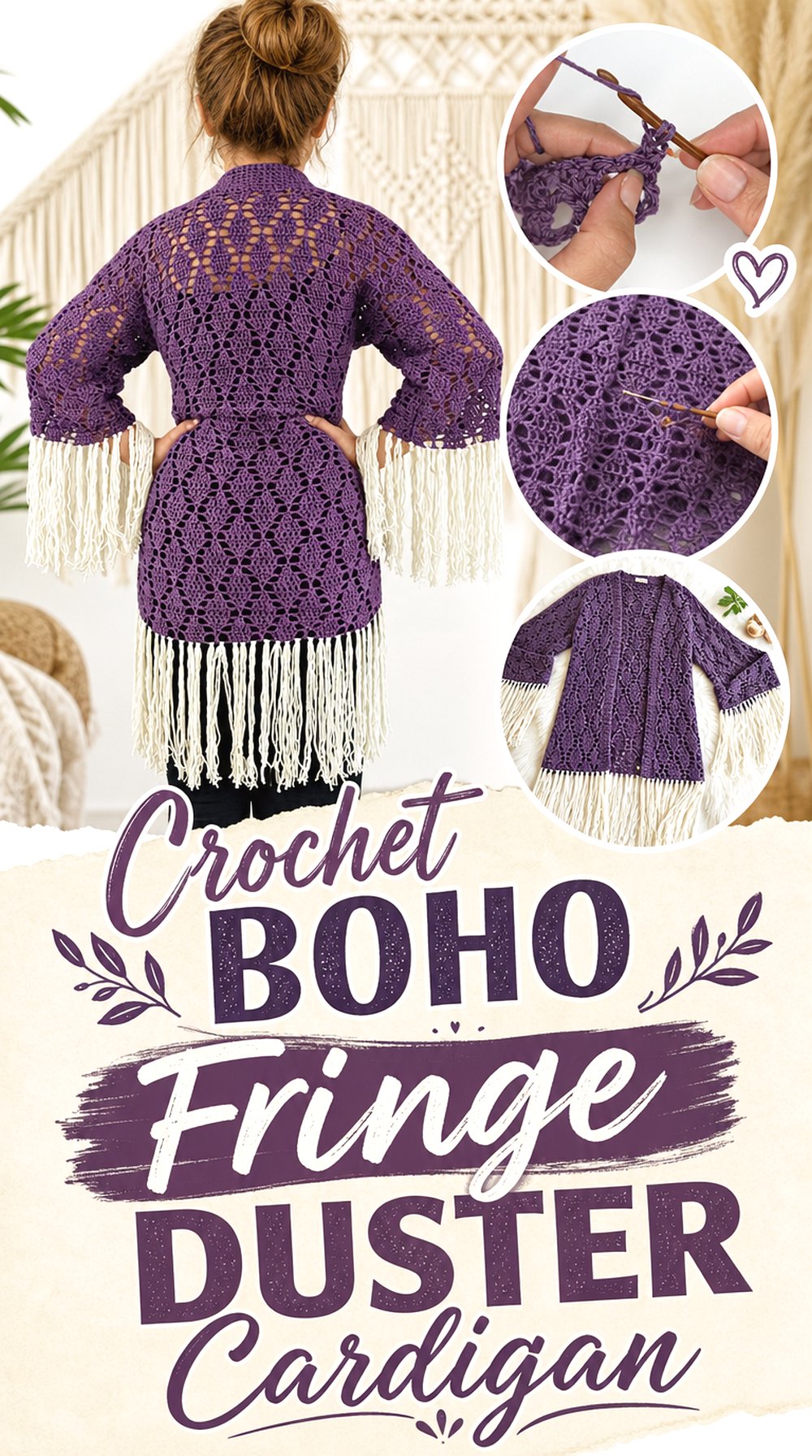 Crochet Boho Fringe Duster Cardigan
