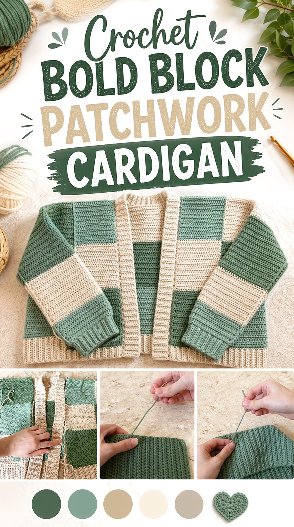 Crochet Bold Block Patchwork Cardigan