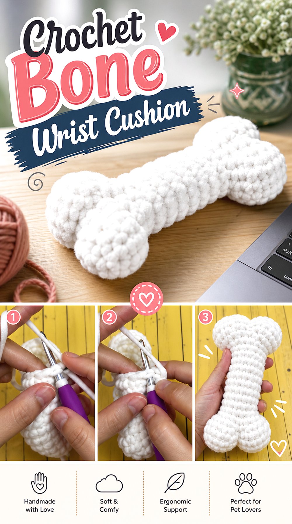 Crochet Bone Wrist Cushion