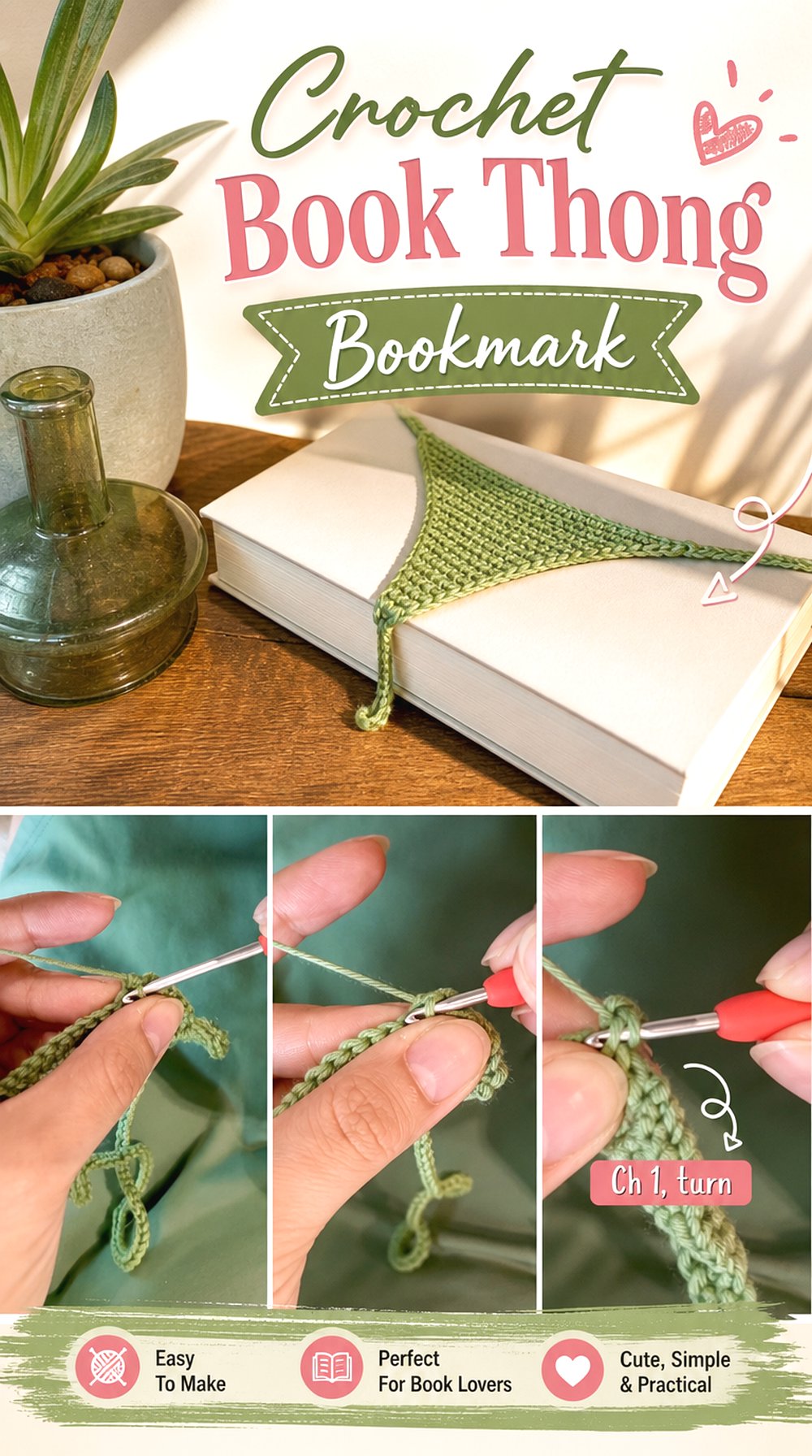 Crochet Book Thong Bookmark