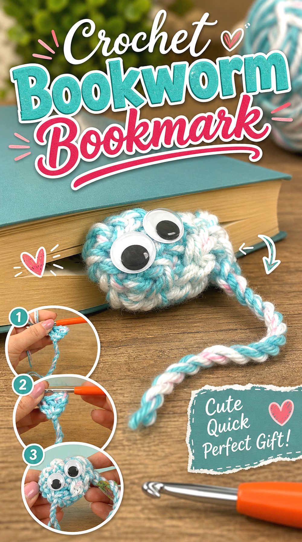 Crochet Bookworm Bookmark