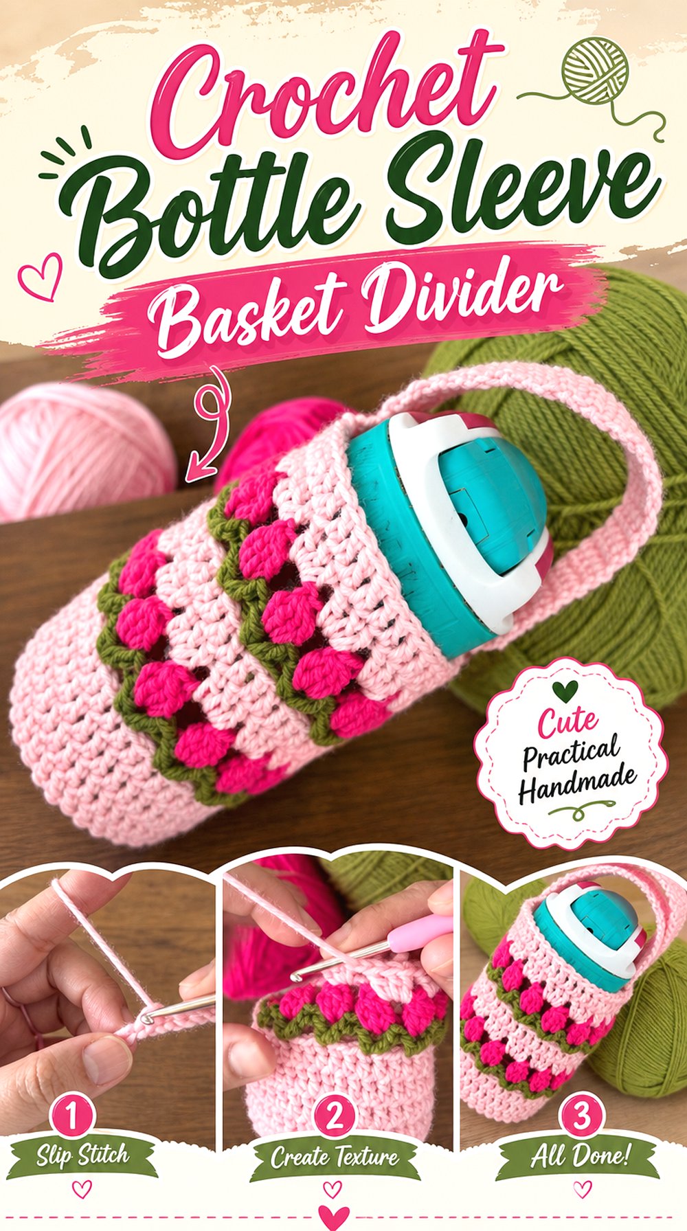 Crochet Bottle Sleeve Basket Divider