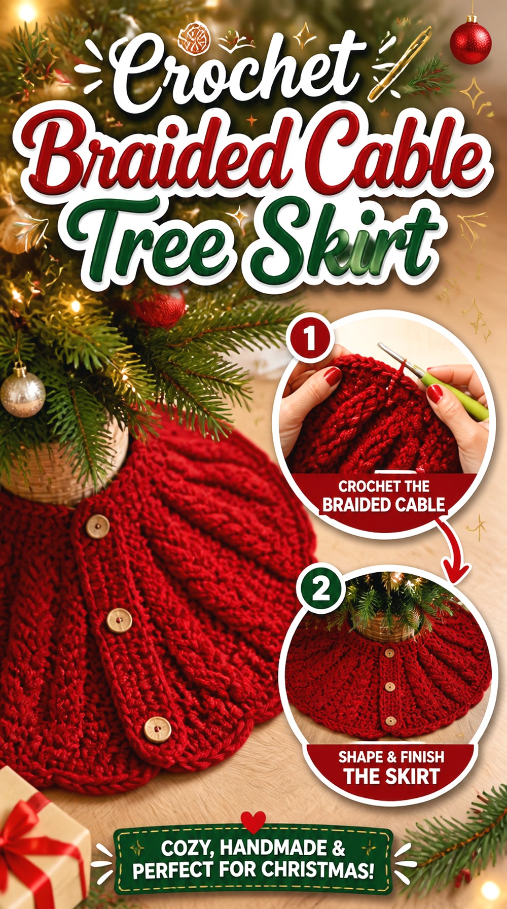 Crochet Braided Cable Tree Skirt