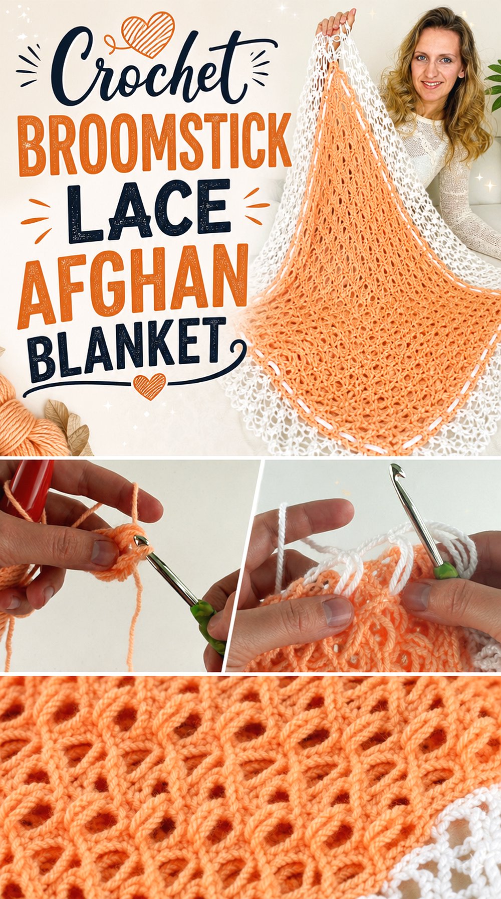 Crochet Broomstick Lace Afghan Blanket