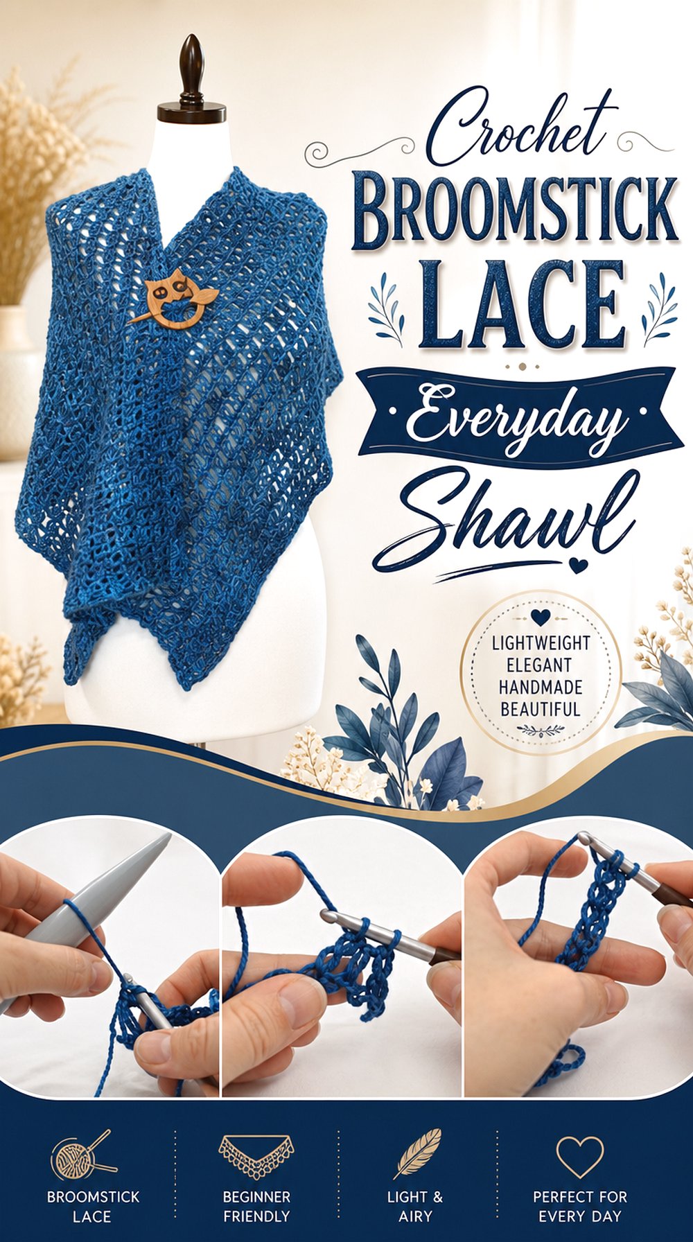 Crochet Broomstick Lace Everyday Shawl