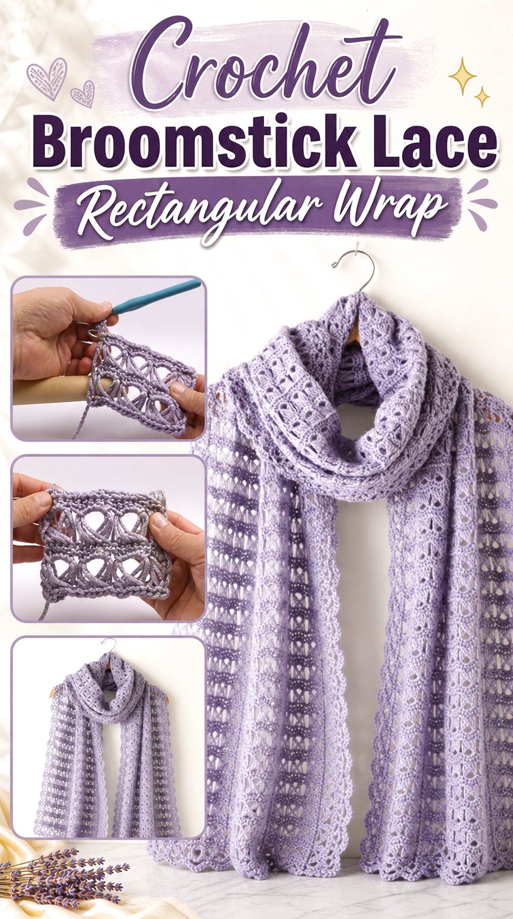 Crochet Broomstick Lace Rectangular Wrap
