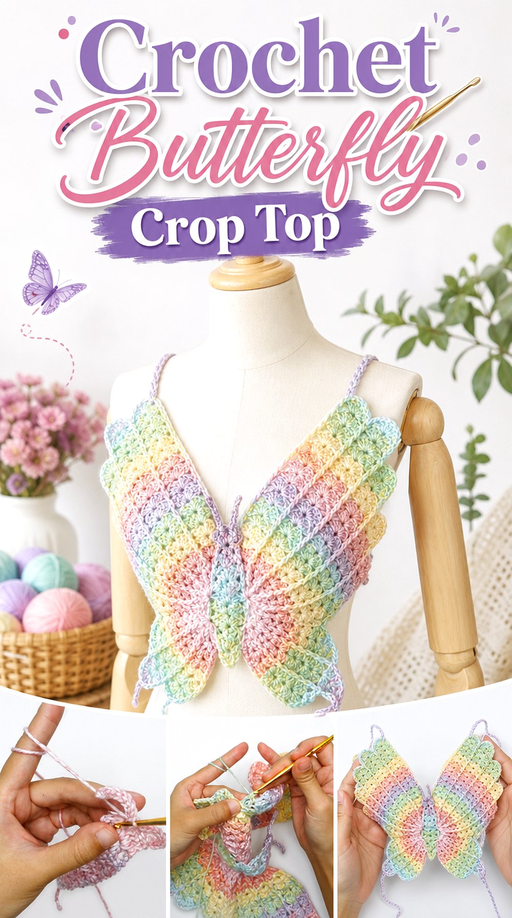 Crochet Butterfly Crop Top