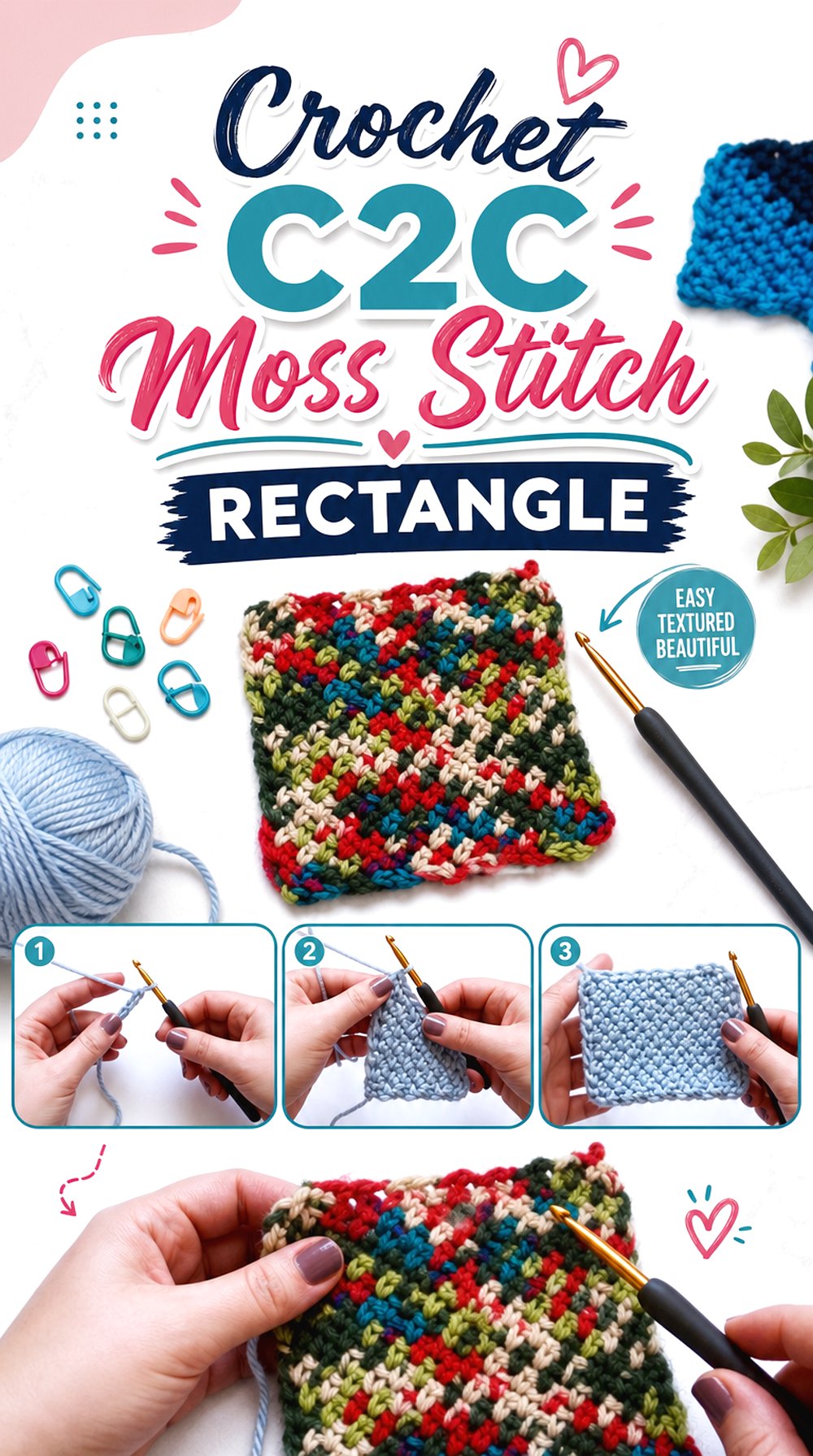 Crochet CC Moss Stitch Rectangle