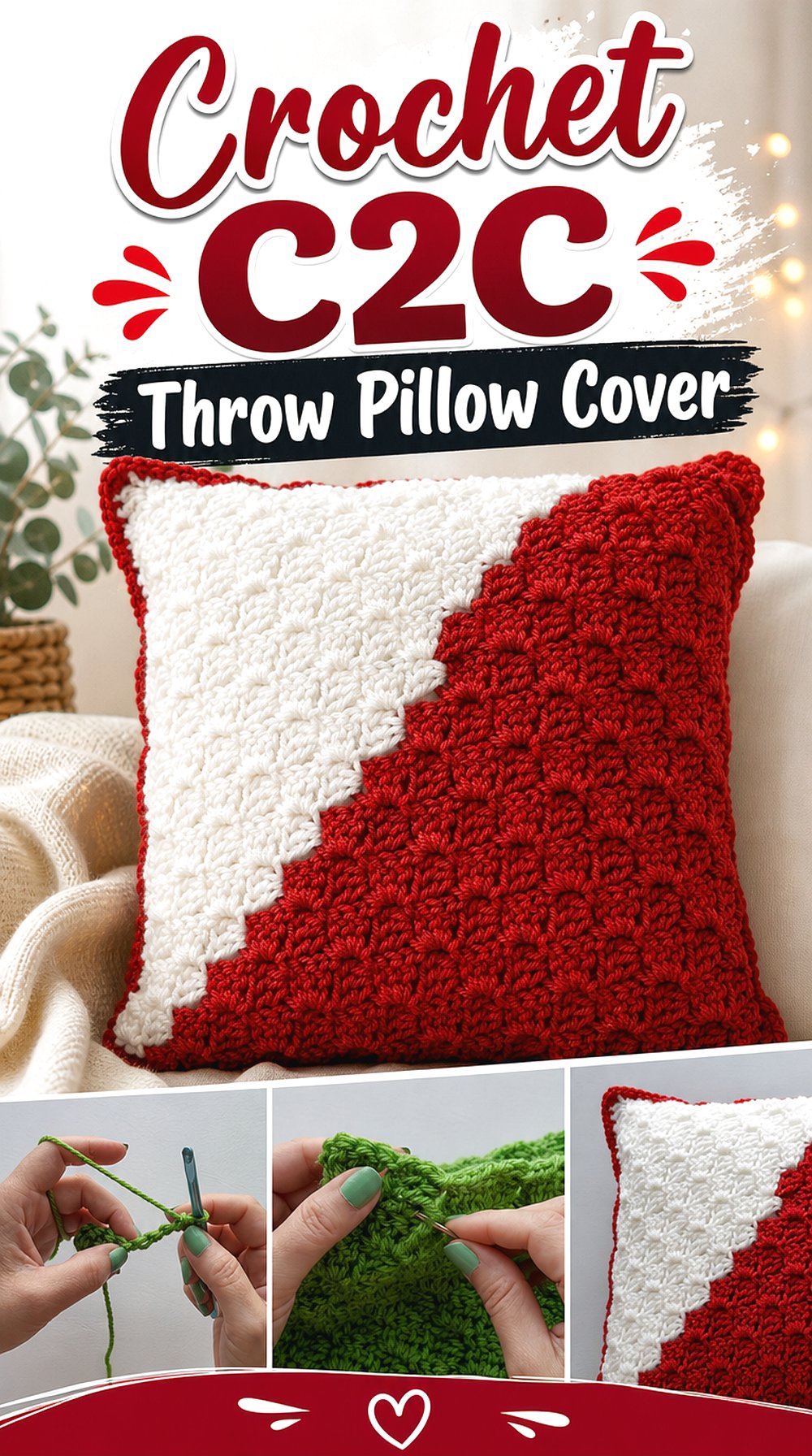 Crochet CC Throw Pillow Cover