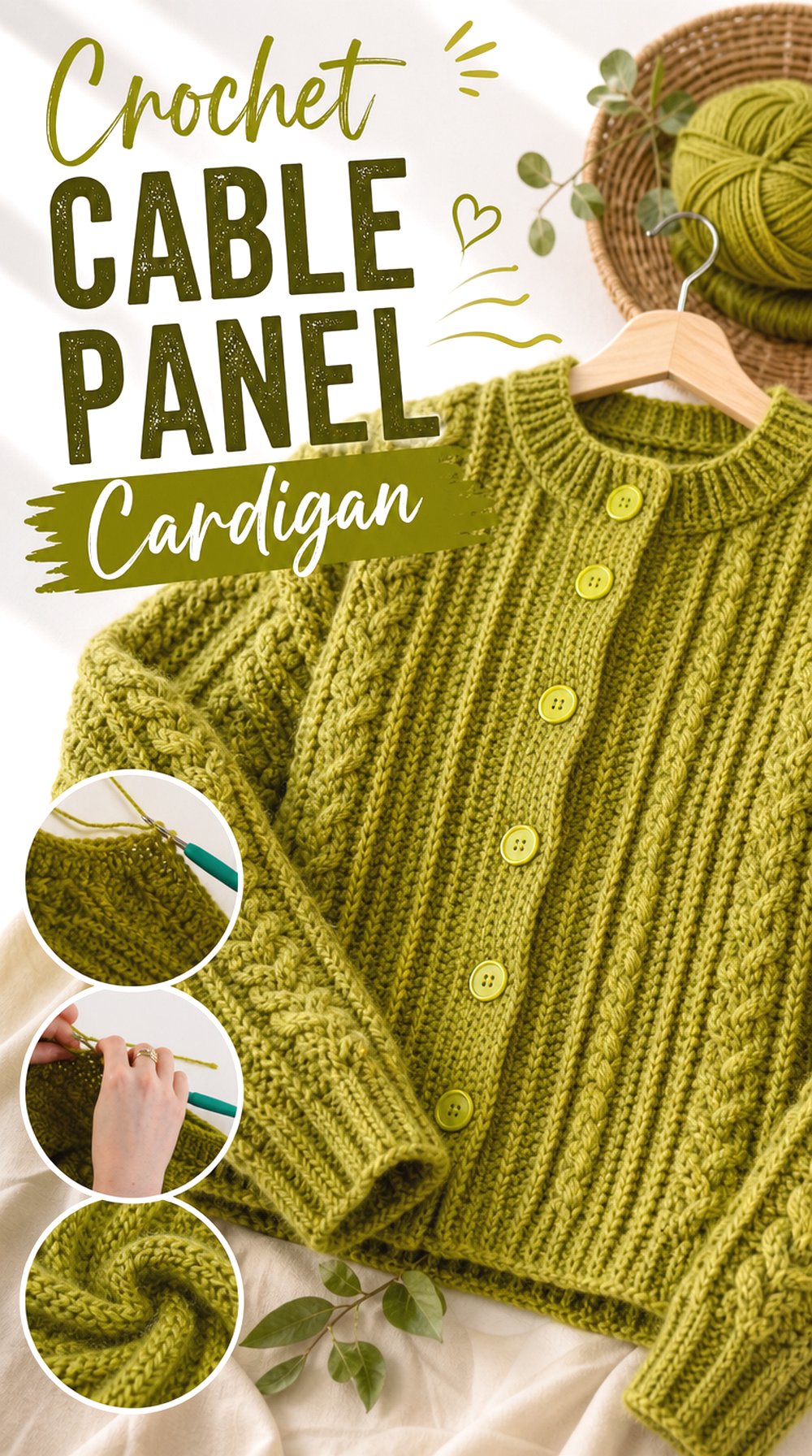 Crochet Cable Panel Cardigan