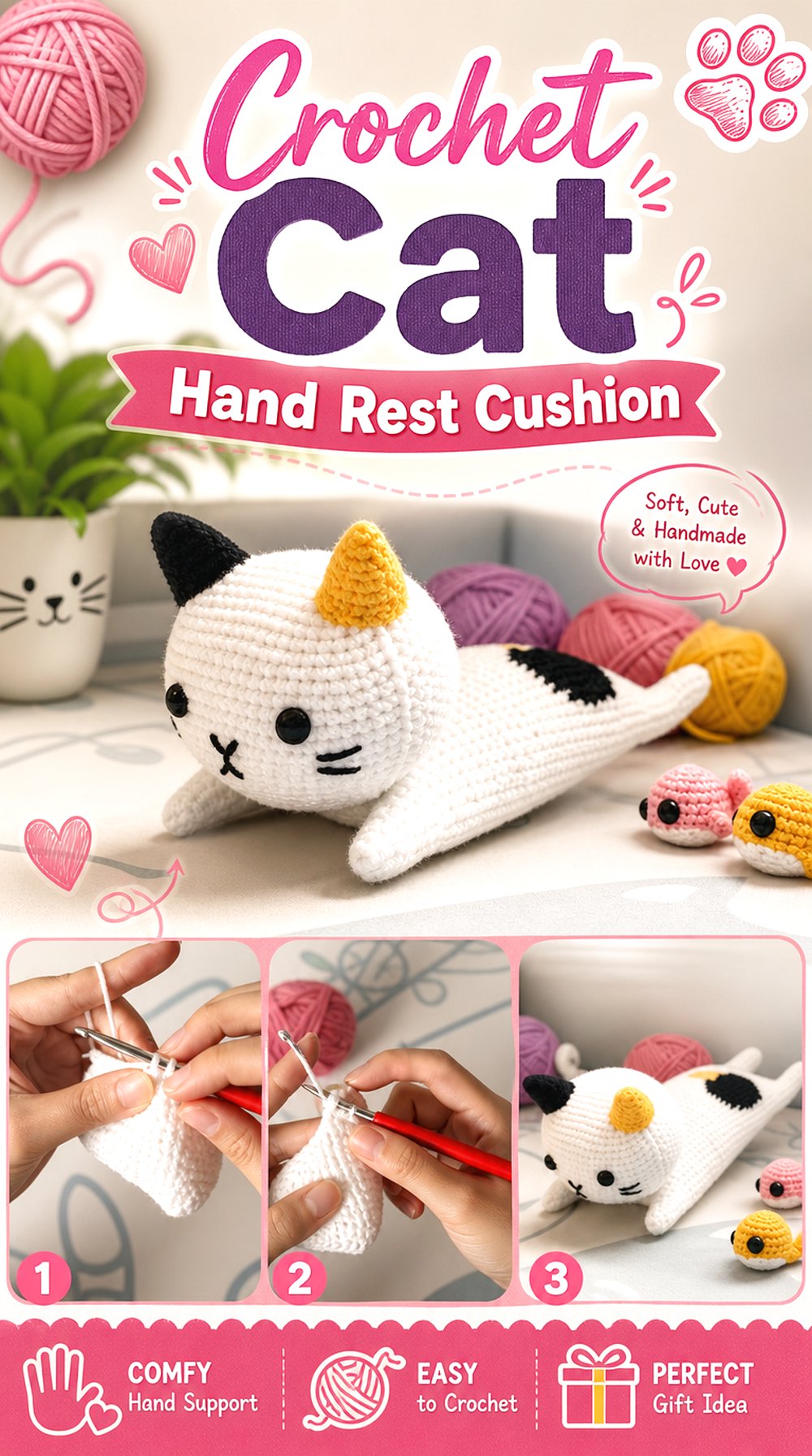 Crochet Cat Hand Rest Cushion