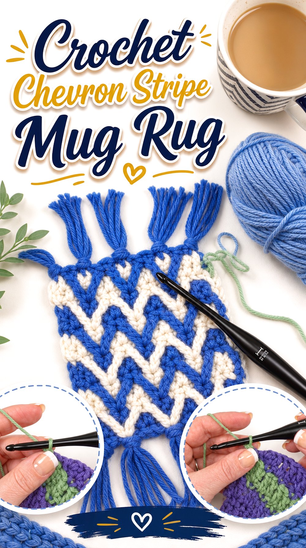 Crochet Chevron Stripe Mug Rug