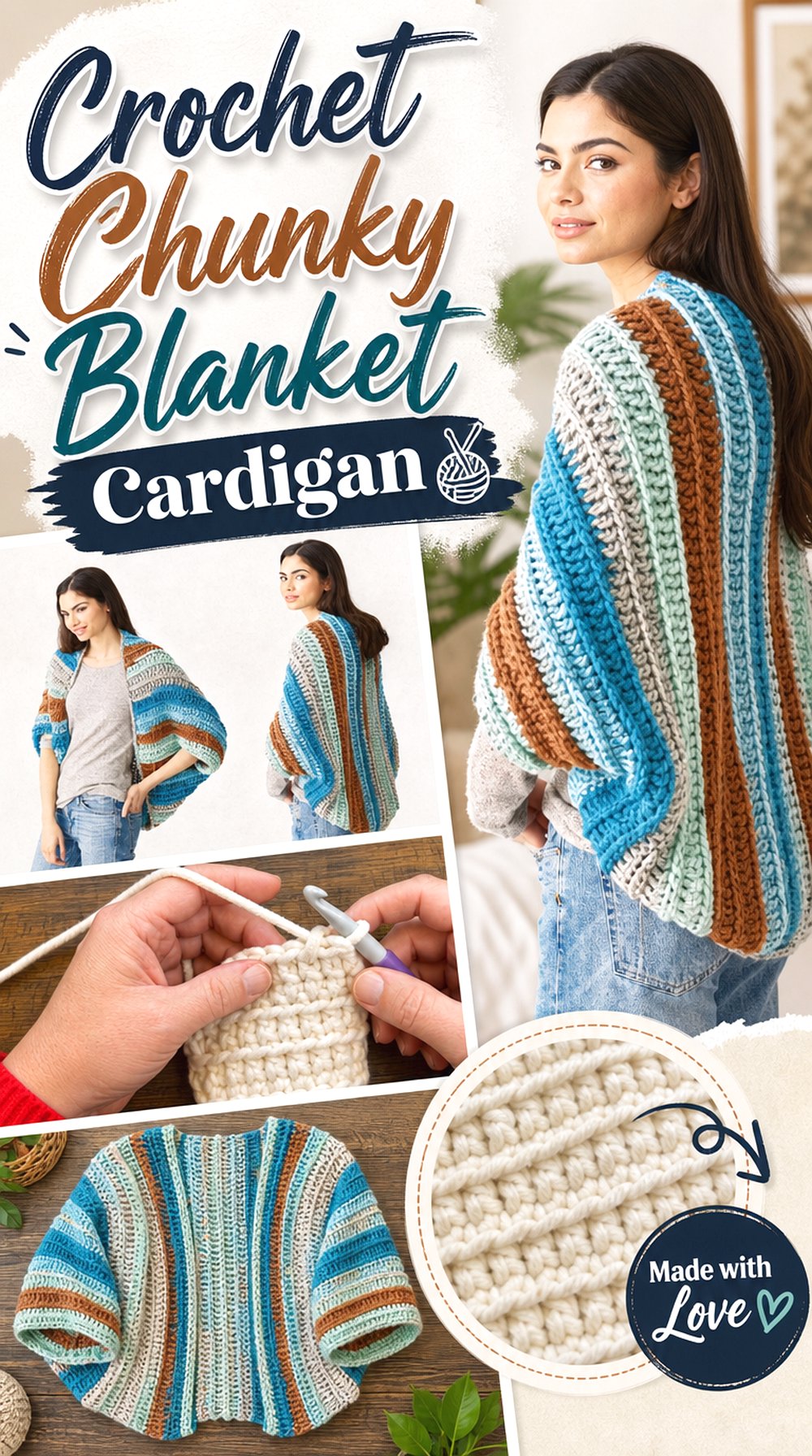 Crochet Chunky Blanket Cardigan