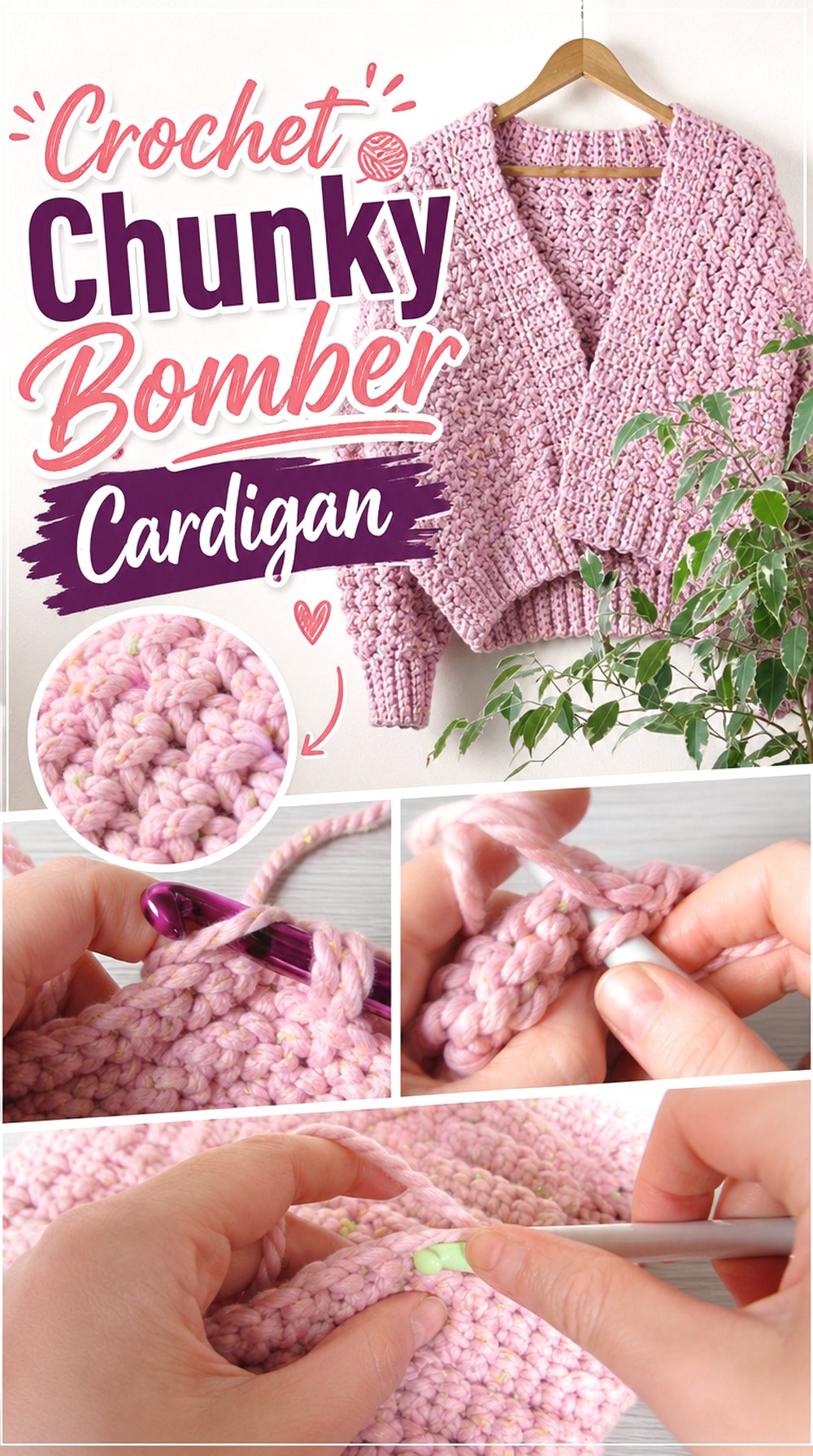 Crochet Chunky Bomber Cardigan