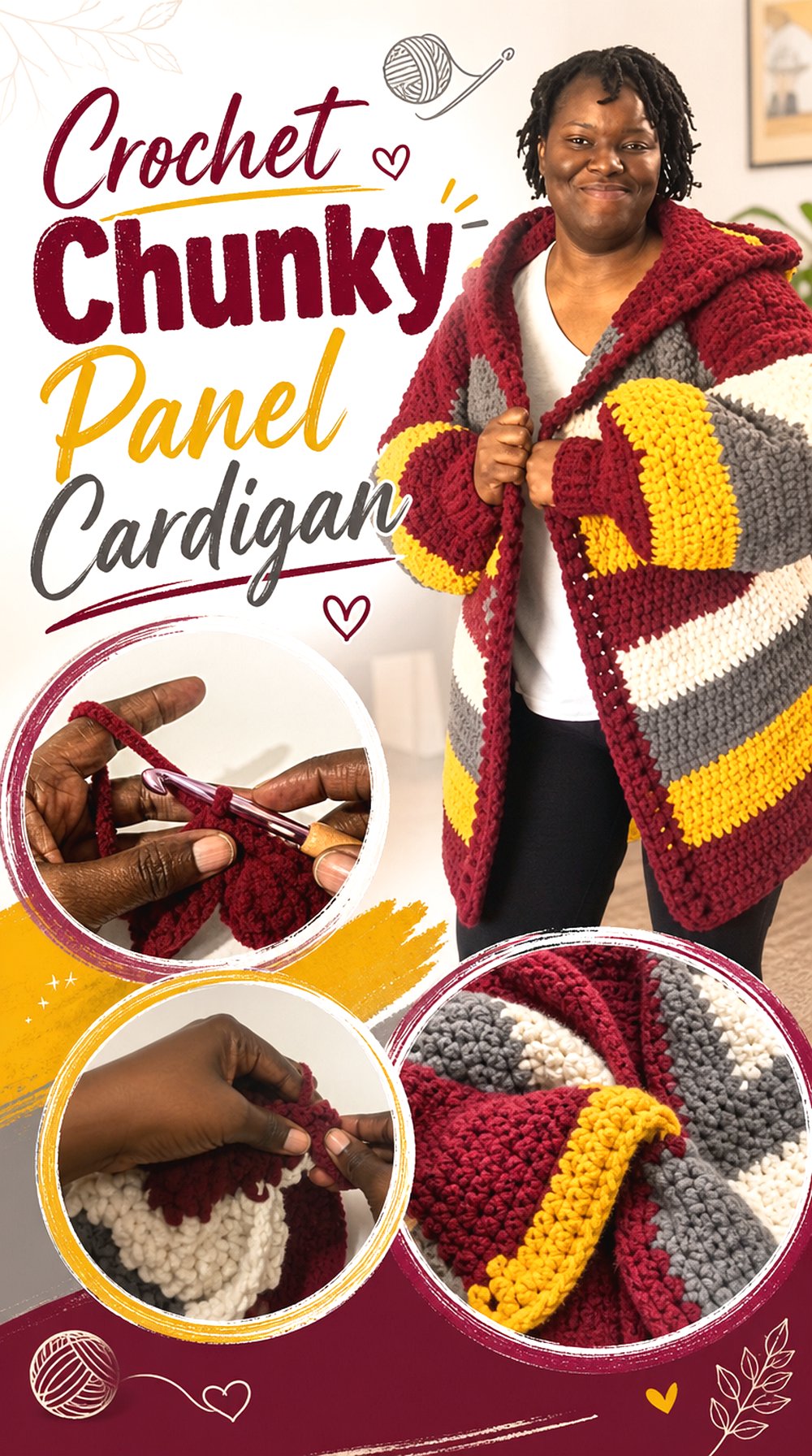 Crochet Chunky Panel Cardigan