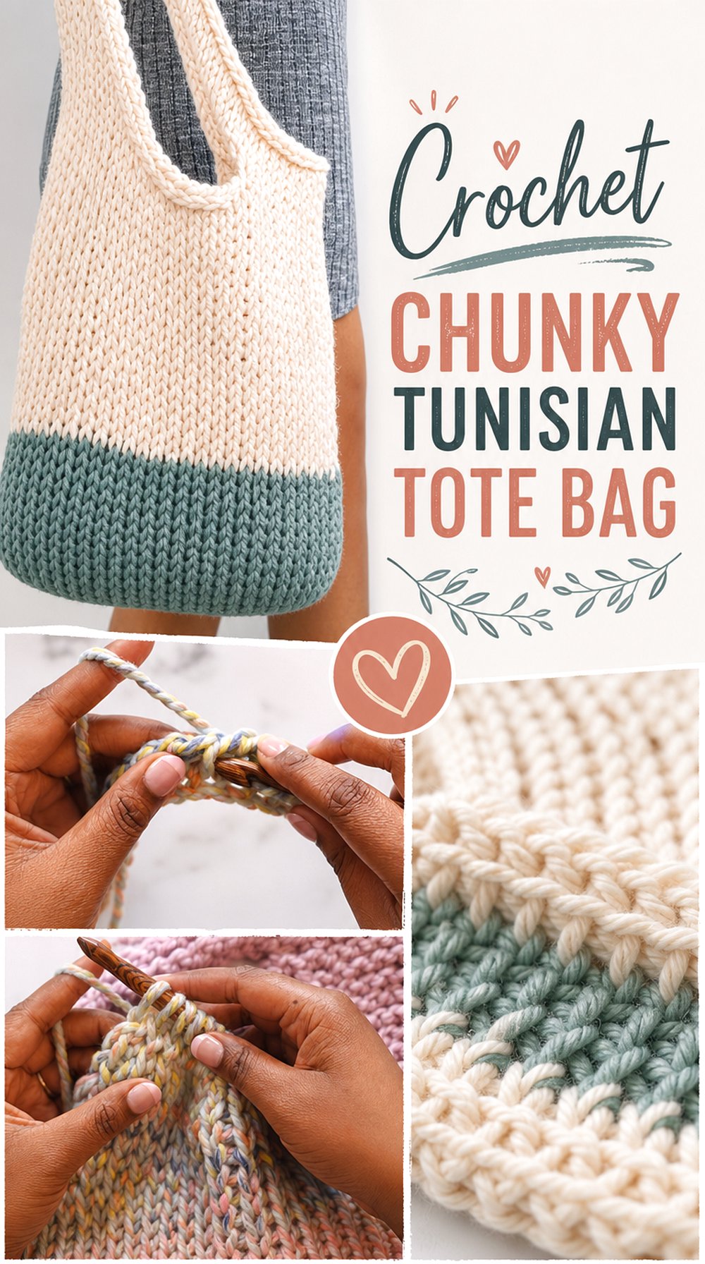 Crochet Chunky Tunisian Tote Bag