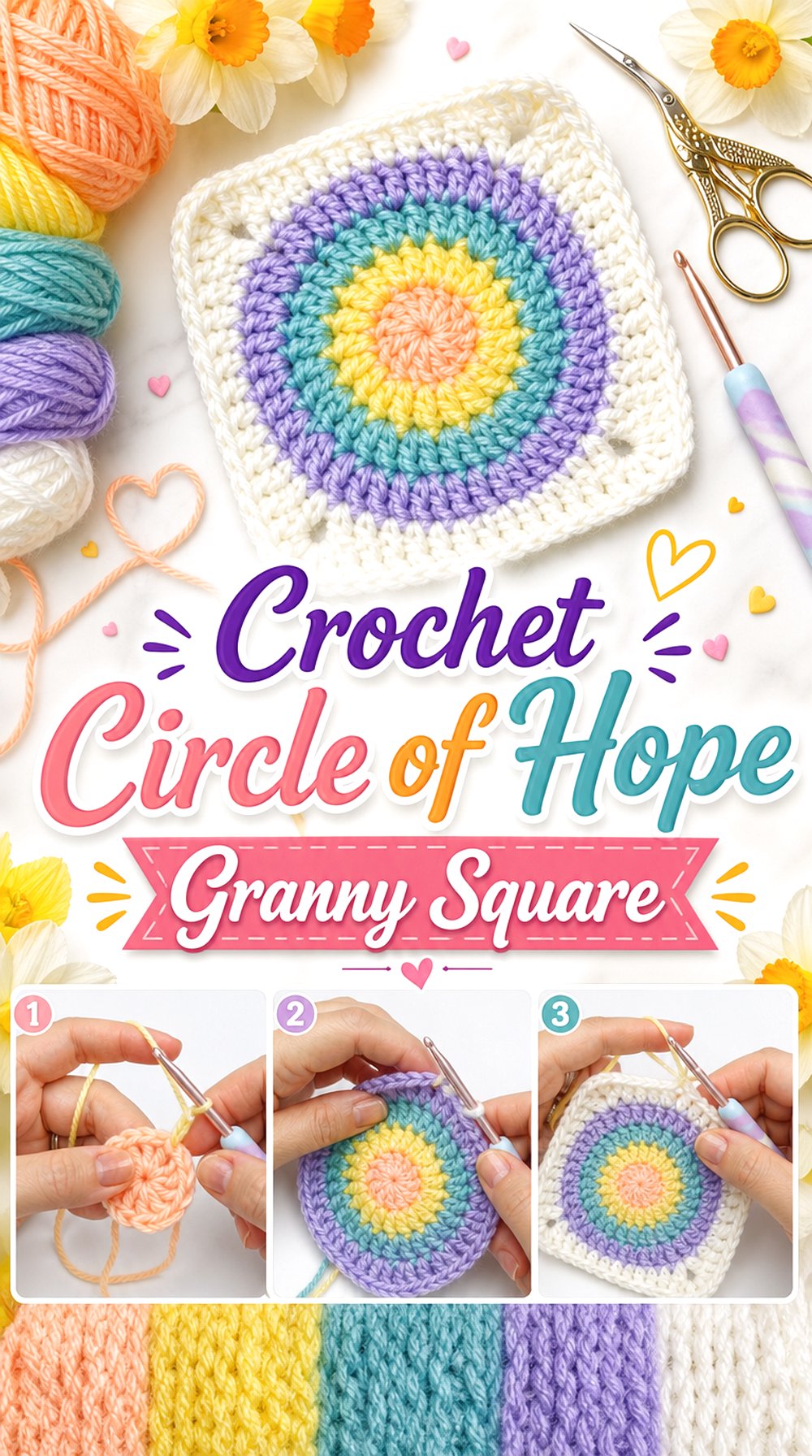 Crochet Circle of Hope Granny Square
